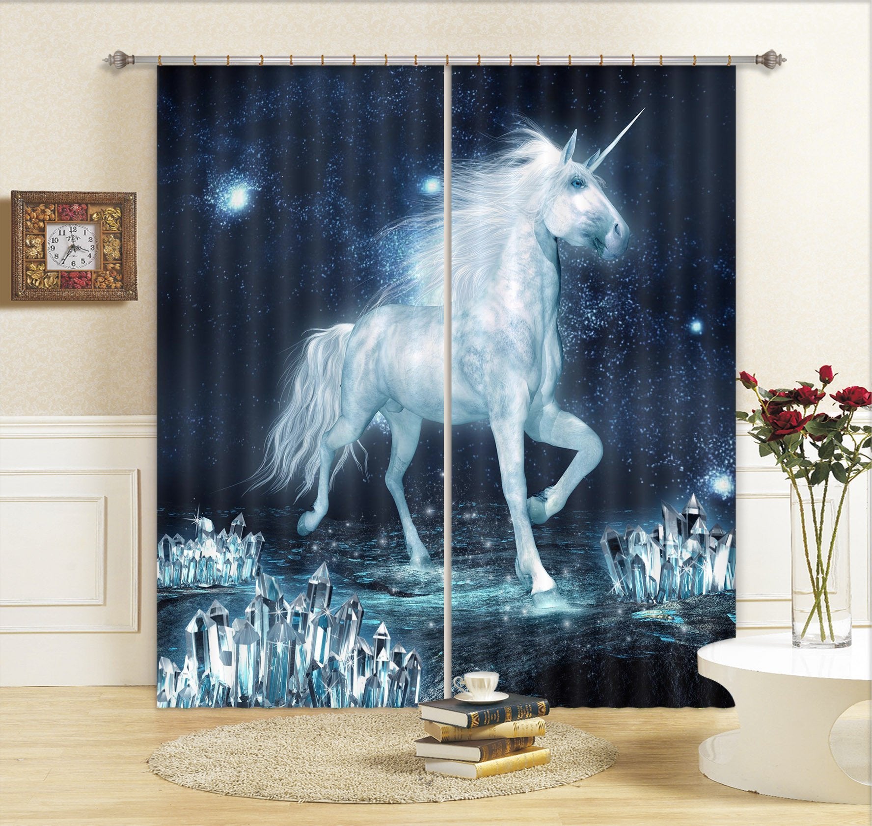 3D Handsome Unicorn Curtains Drapes Wallpaper AJ Wallpaper 