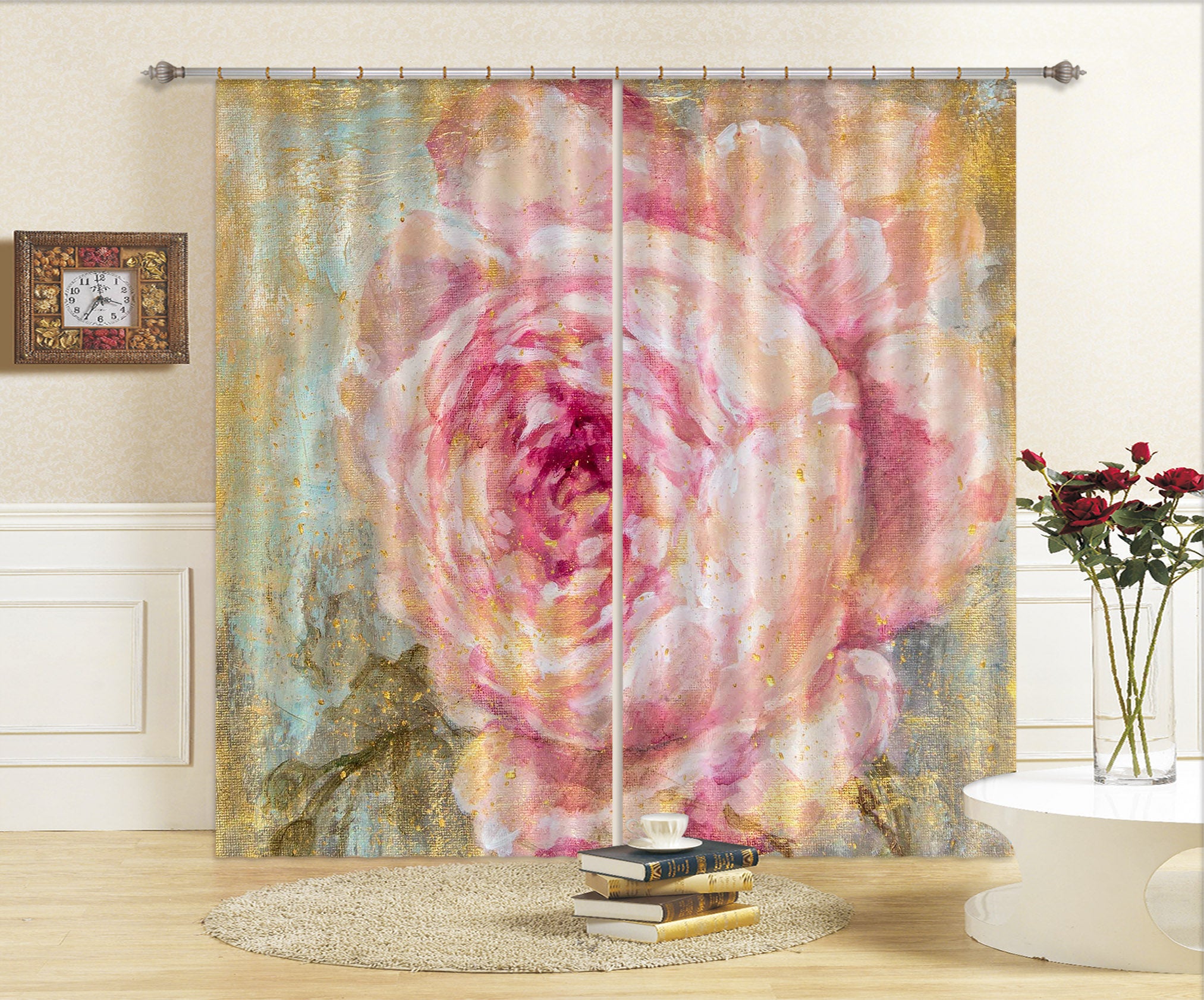 3D Pink Flower Pattern 3072 Debi Coules Curtain Curtains Drapes