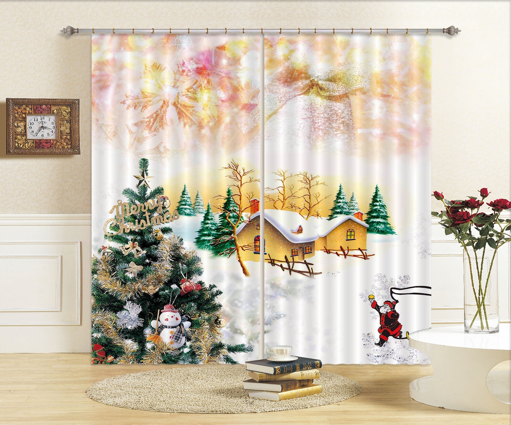 3D Christmas Tree House 41 Curtains Drapes Curtains AJ Creativity Home 