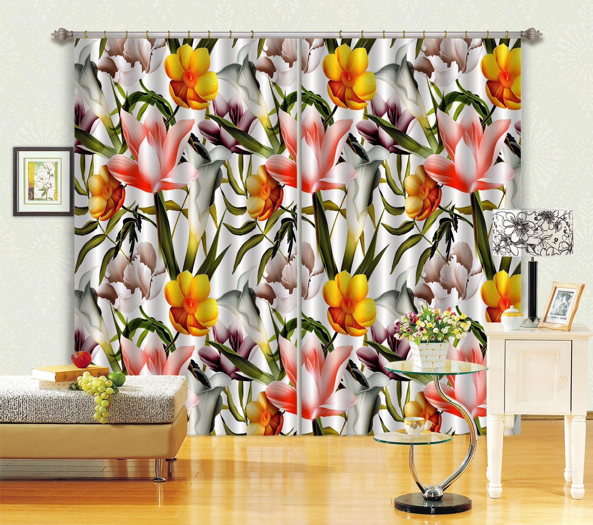 3D Flowers Leaves 2320 Curtains Drapes Wallpaper AJ Wallpaper 