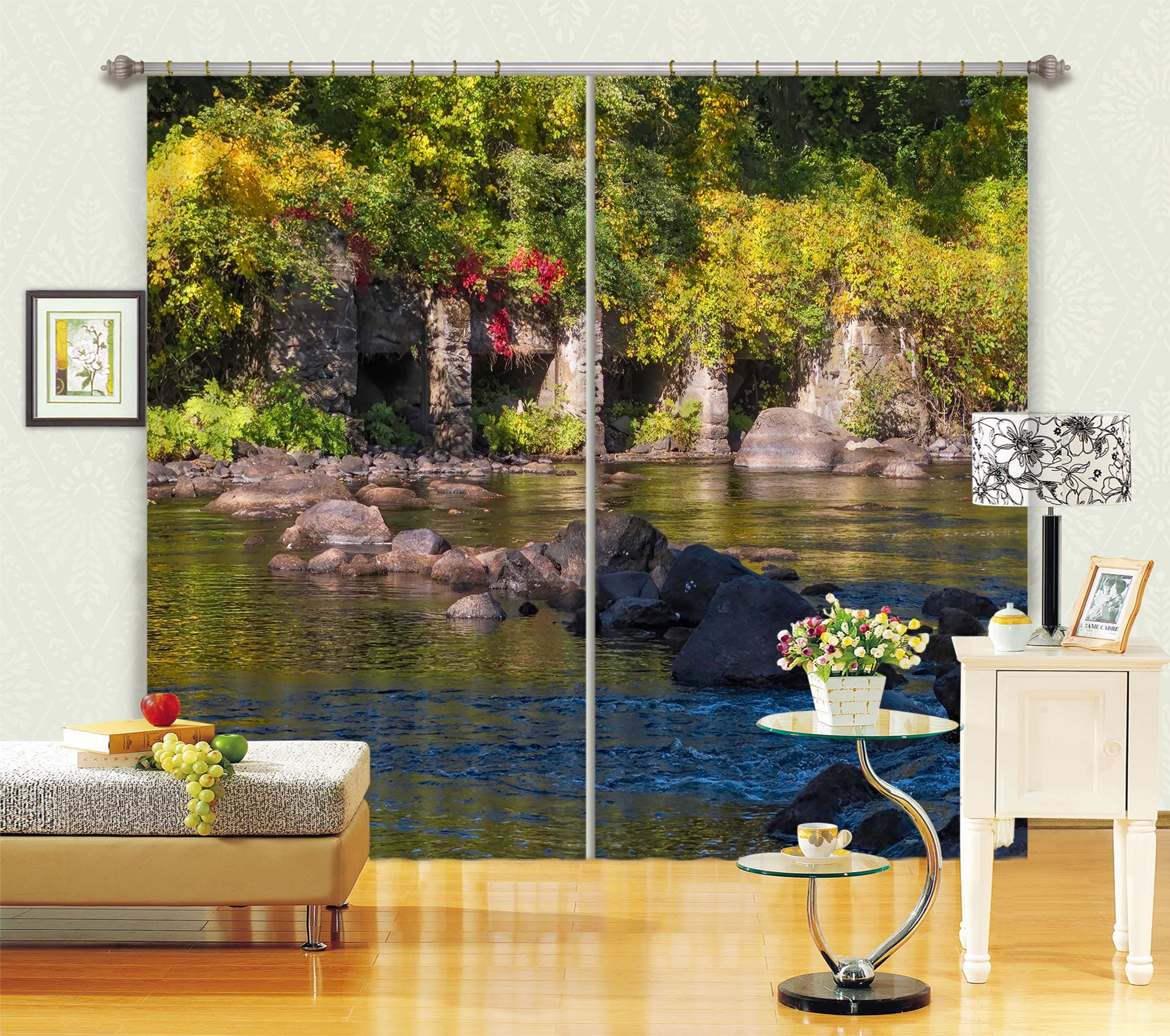 3D Stones River 018 Jerry LoFaro Curtain Curtains Drapes