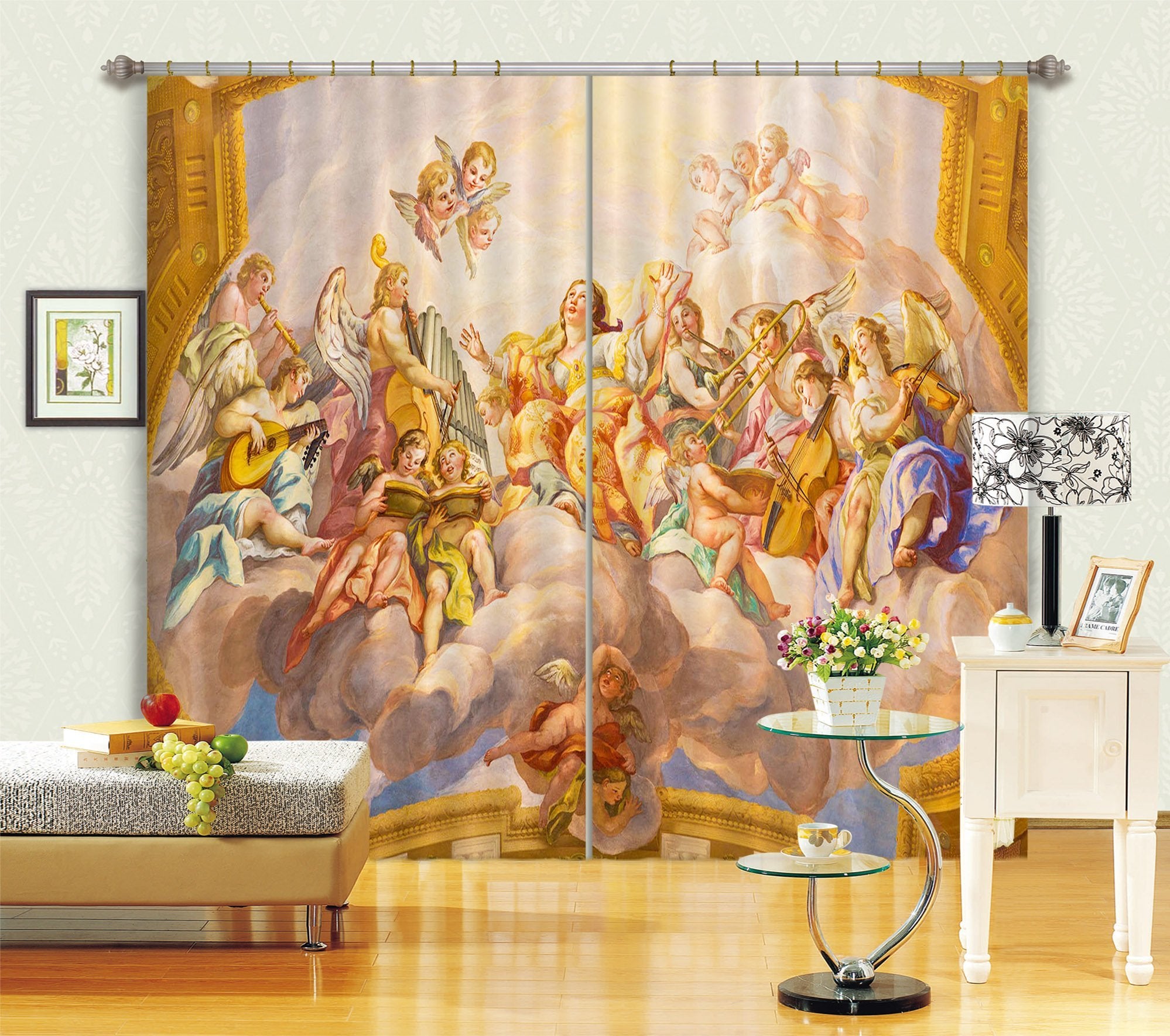 3D Violin Playing 043 Curtains Drapes Curtains AJ Creativity Home 