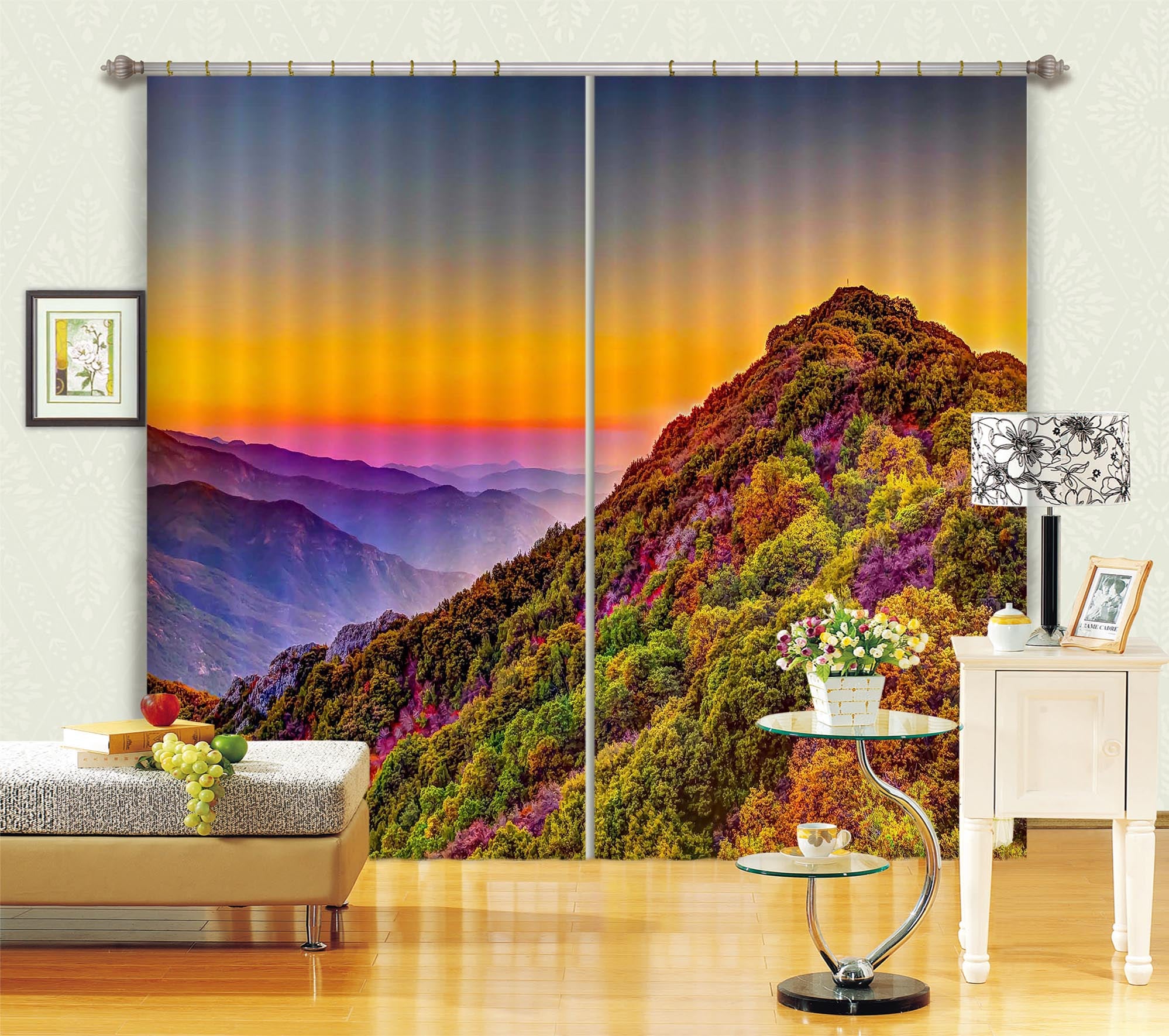 3D Deep Mountain 850 Curtains Drapes