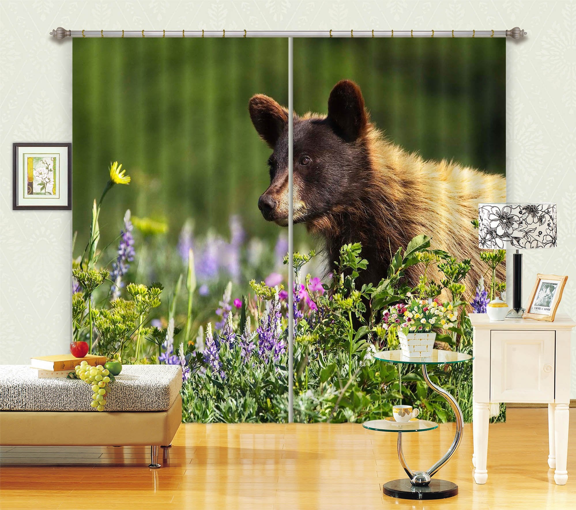 3D Bear Cub 044 Kathy Barefield Curtain Curtains Drapes Wallpaper AJ Wallpaper 