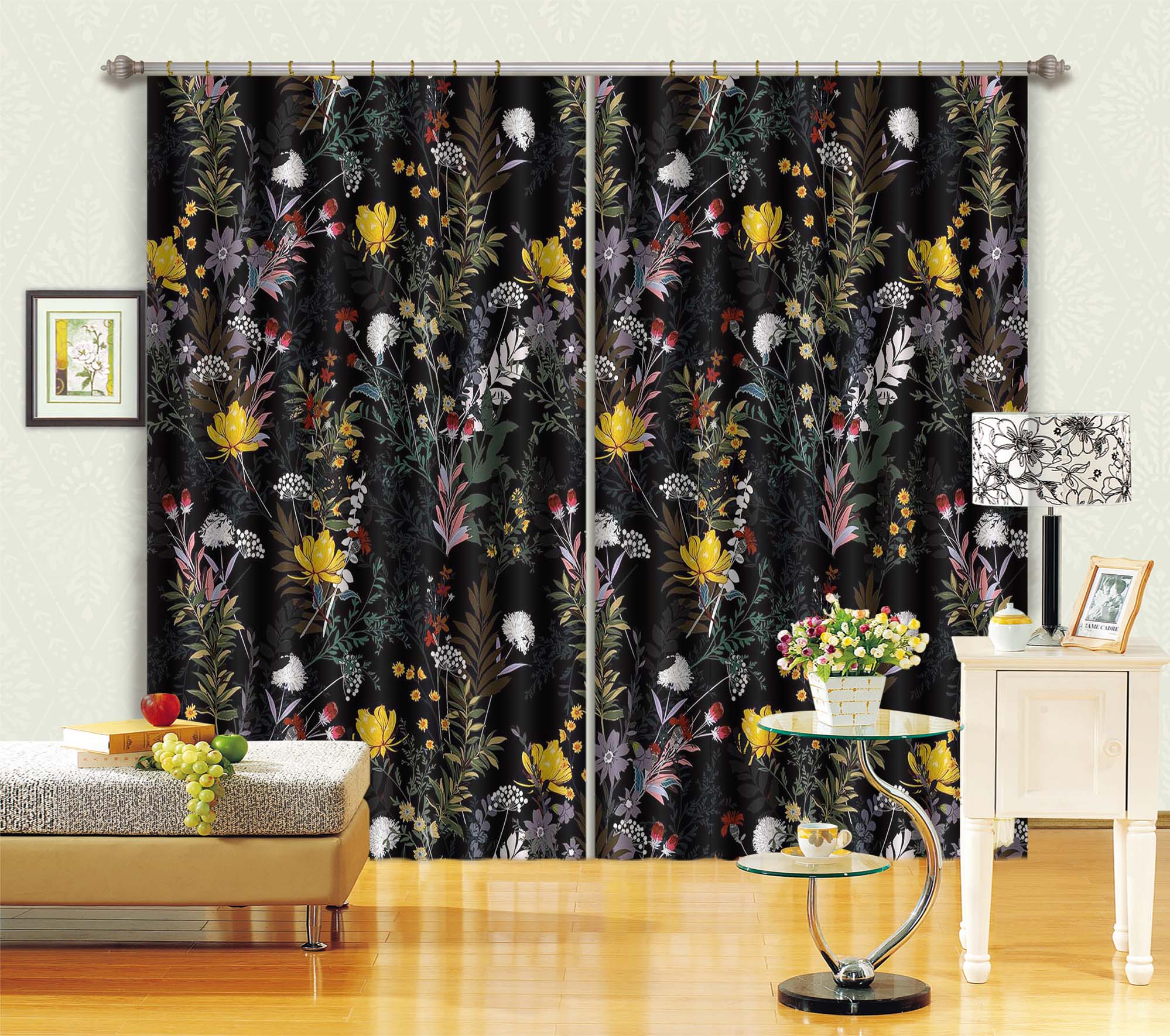 3D Small Yellow Flower 741 Curtains Drapes