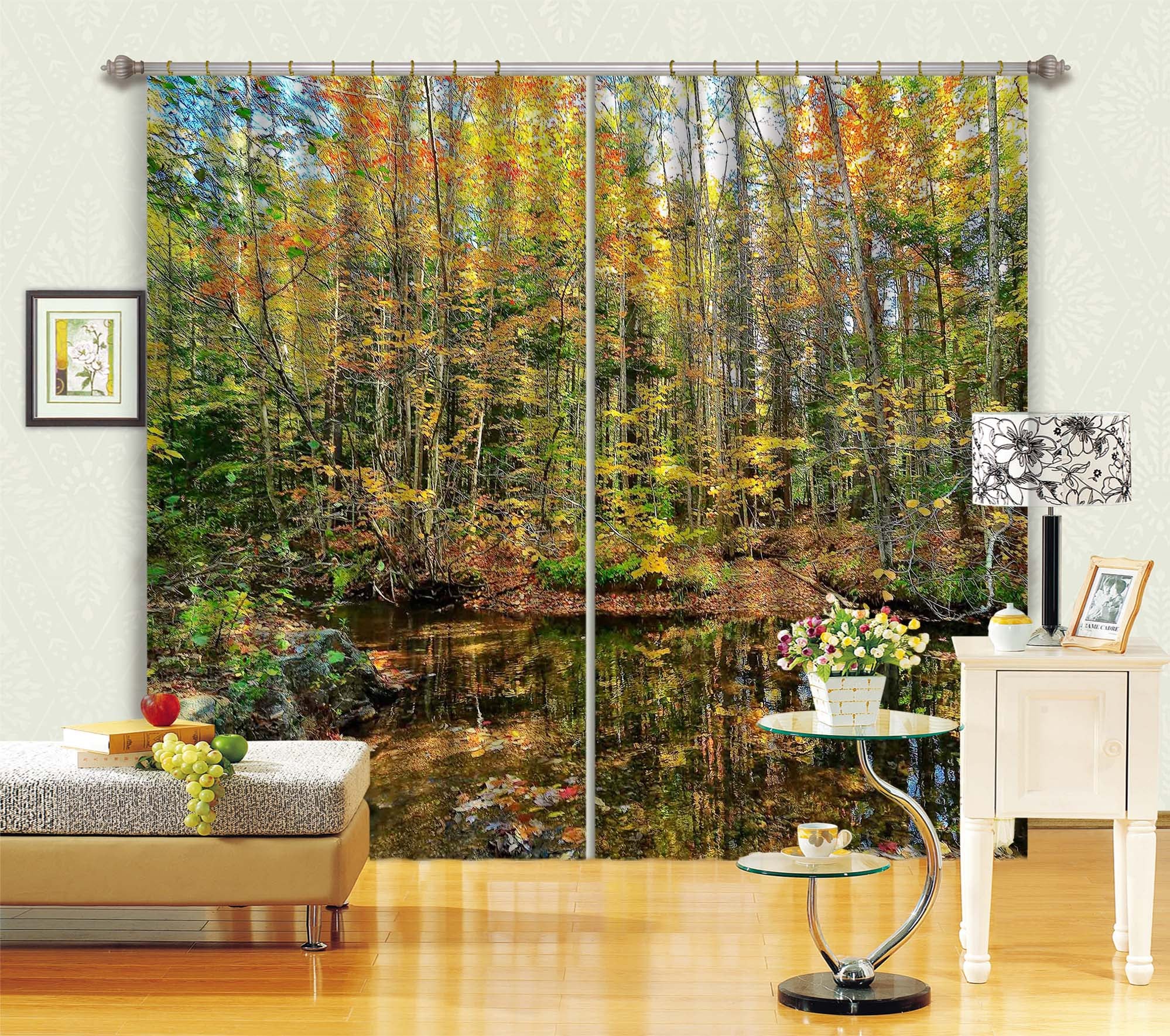 3D Pond Reflections 62159 Kathy Barefield Curtain Curtains Drapes