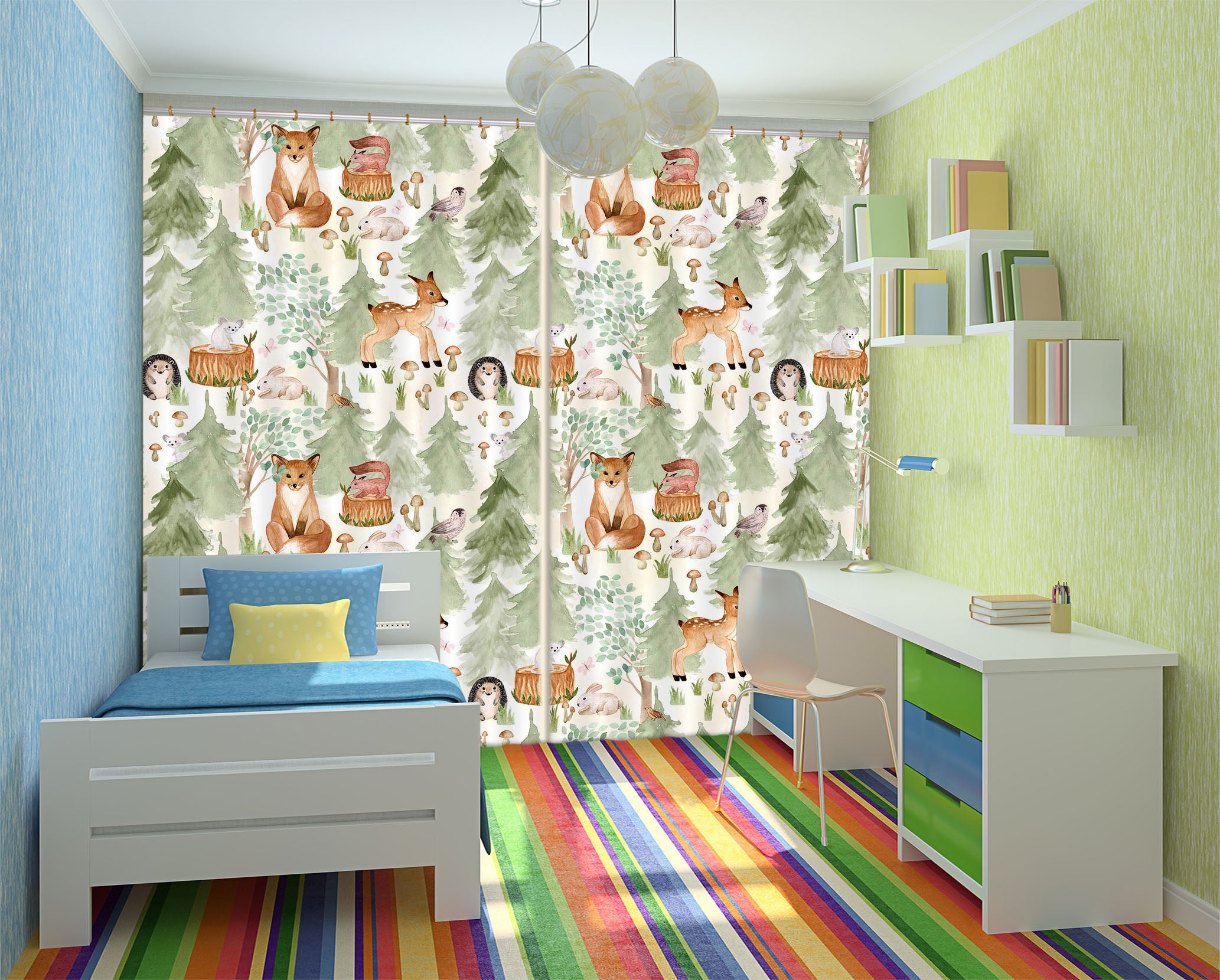 3D Deer Hedgehog 150 Uta Naumann Curtain Curtains Drapes