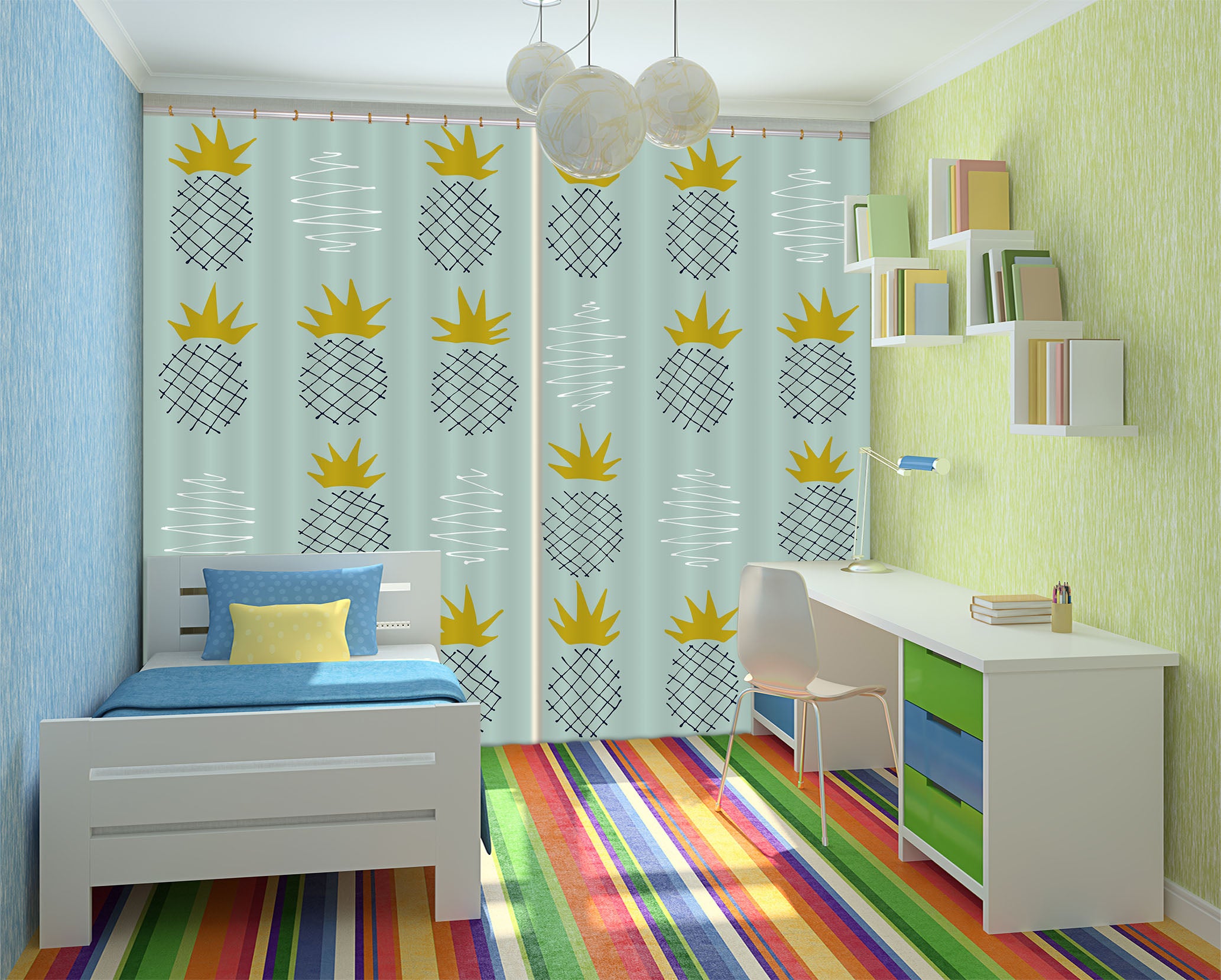 3D Pineapple Pattern 111102 Kashmira Jayaprakash Curtain Curtains Drapes