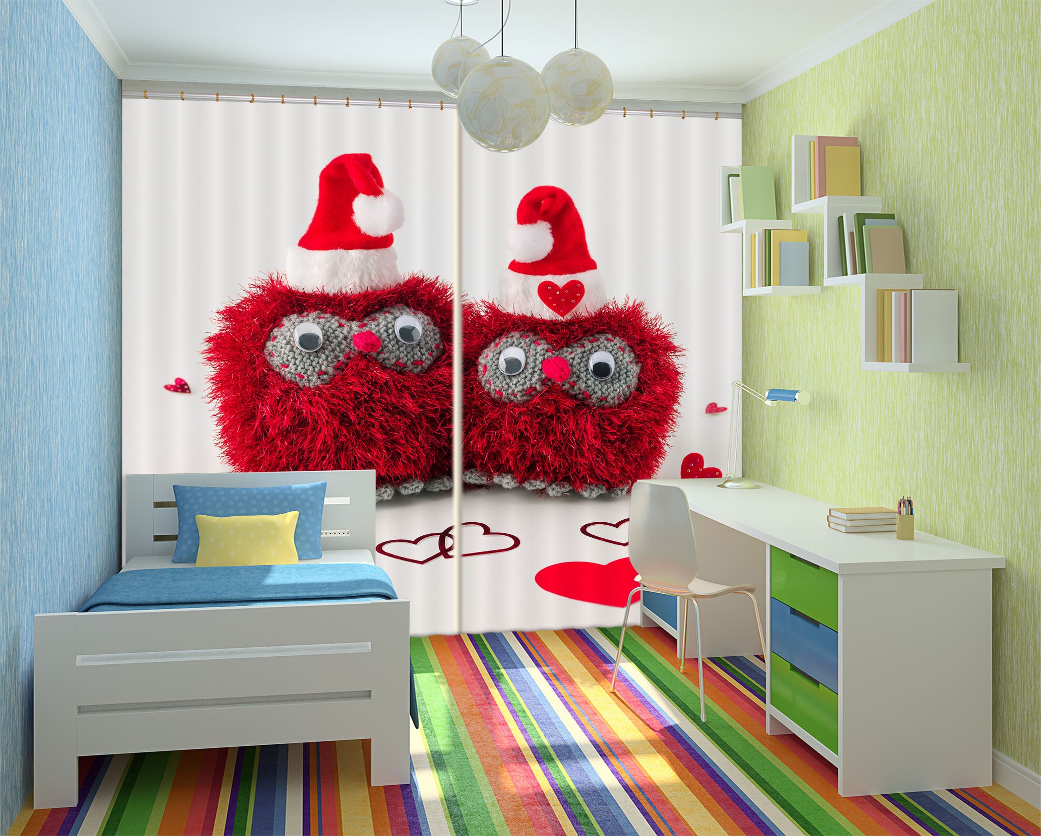 3D Red Chick 229 Assaf Frank Curtain Curtains Drapes