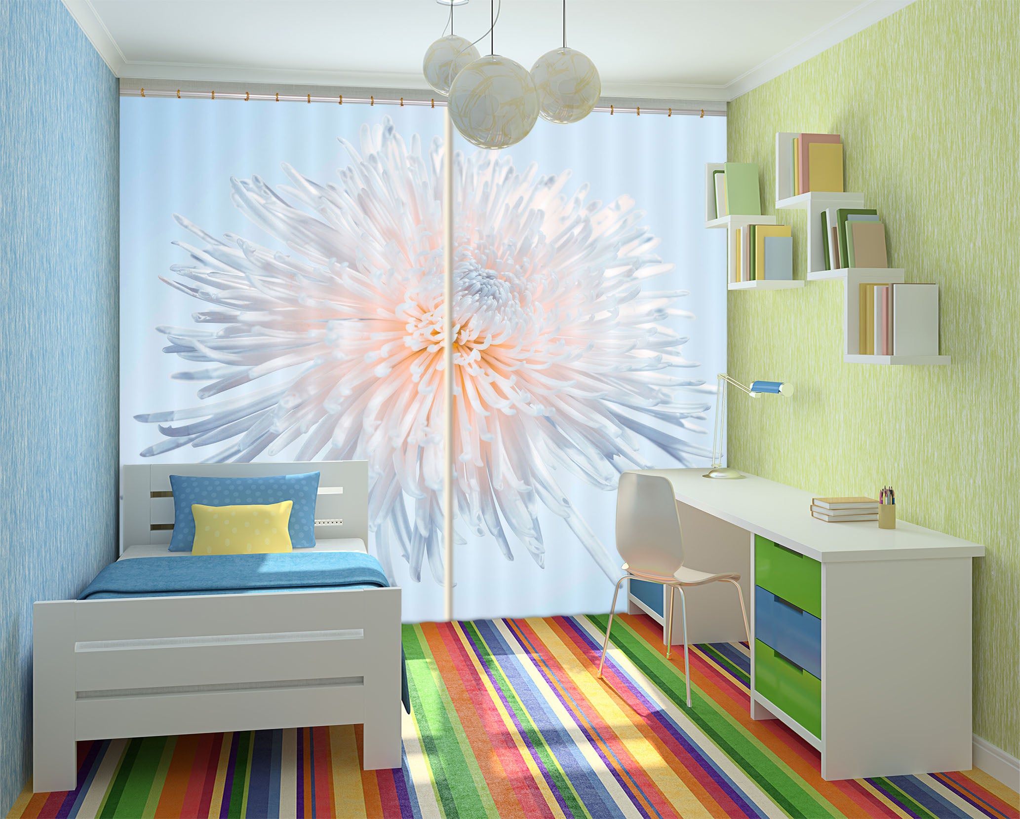 3D Beautiful Flowers 212 Assaf Frank Curtain Curtains Drapes