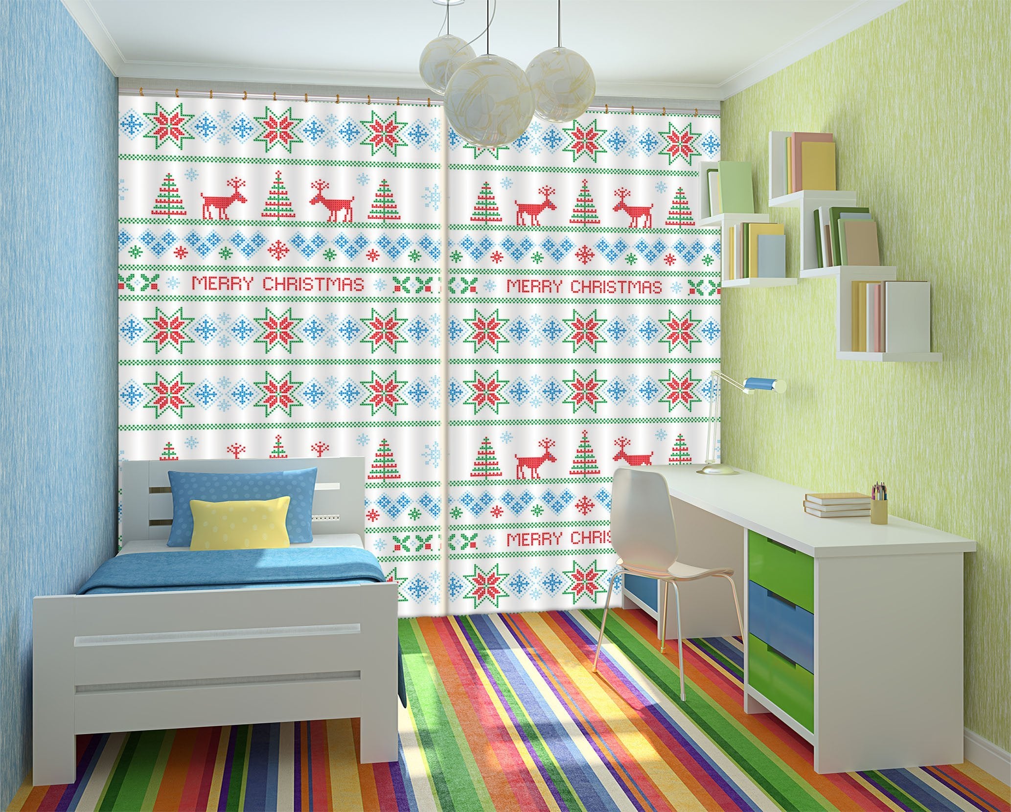 3D Cross Stitch Snowflake 38 Curtains Drapes Curtains AJ Creativity Home 