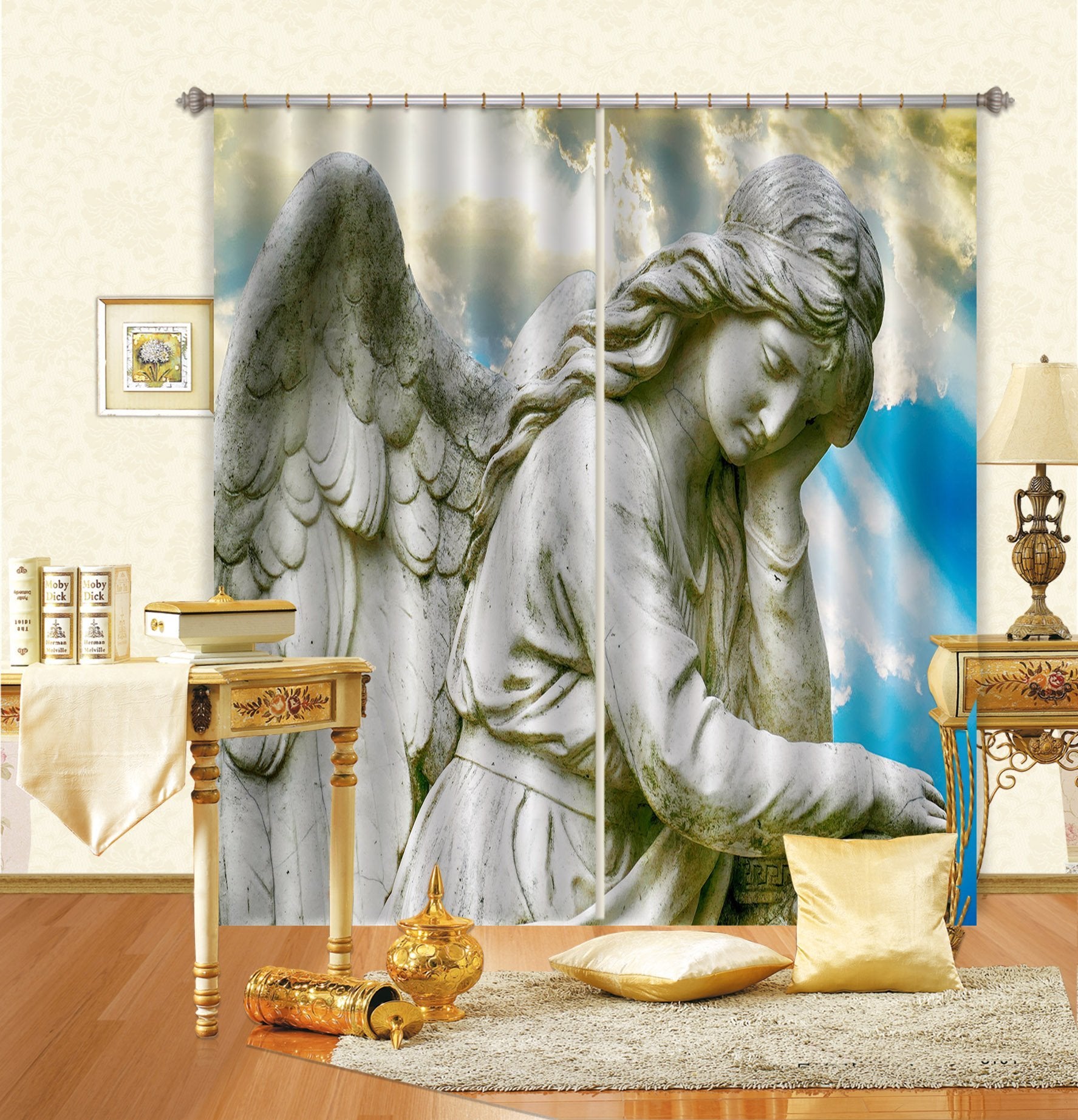3D Angel Meditation 063 Curtains Drapes Curtains AJ Creativity Home 