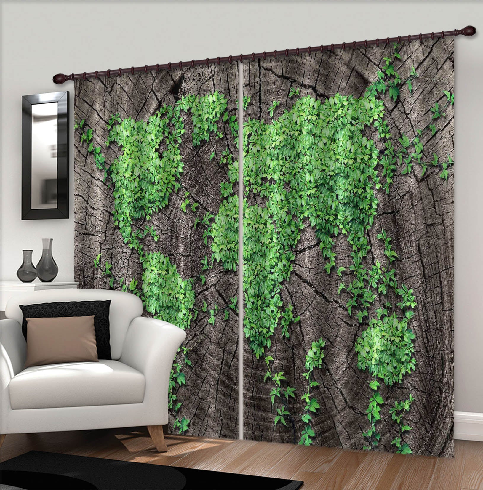 3D Green Forest 719 Curtains Drapes