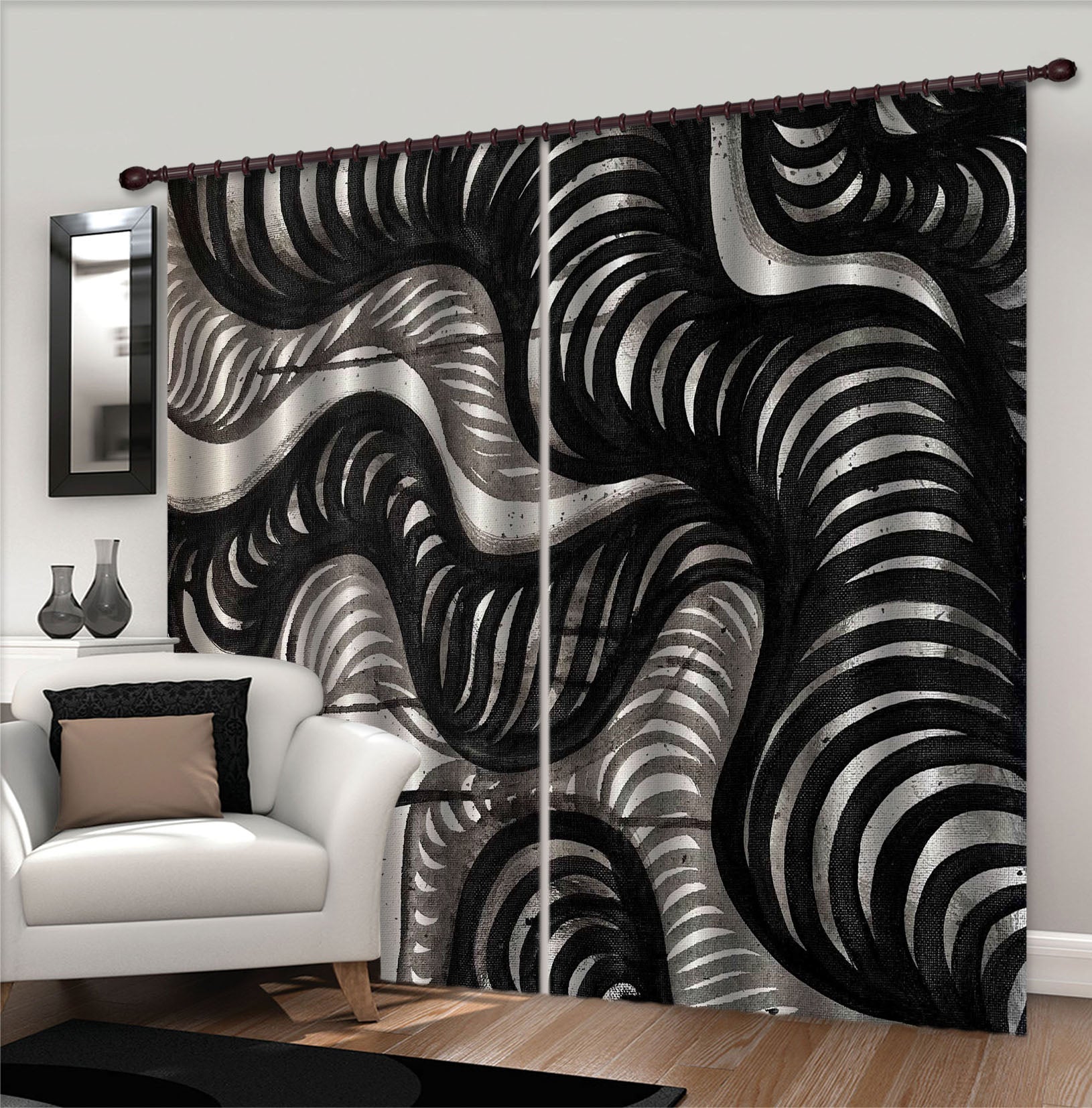 3D Black Circle 391 Jacqueline Reynoso Curtain Curtains Drapes