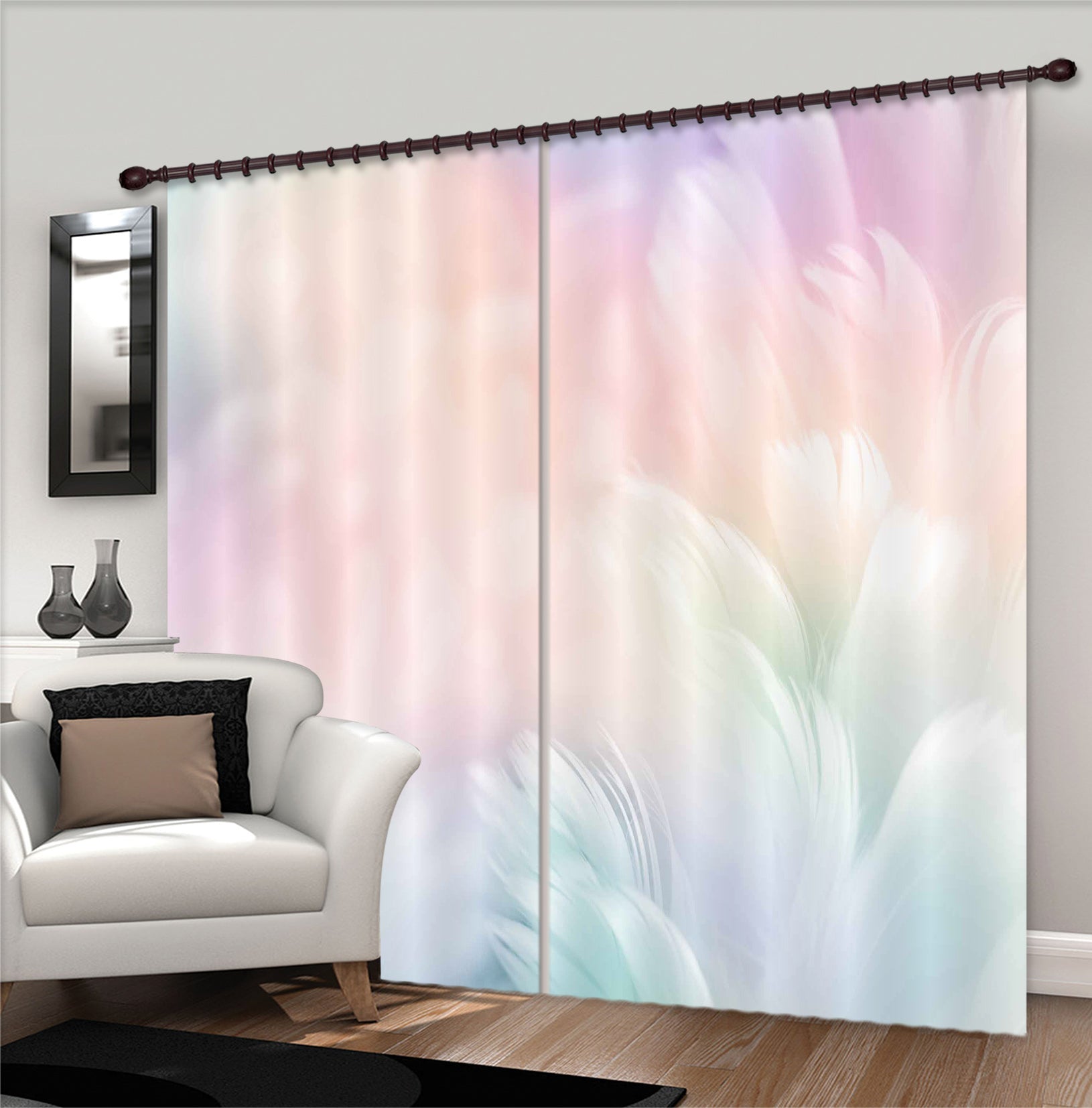 3D Colored Feathers 124 Curtains Drapes