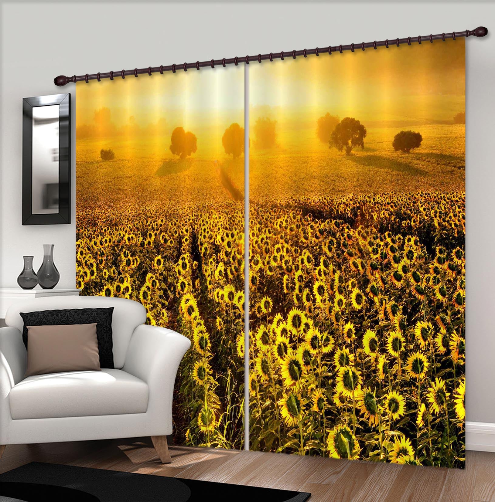 3D Sunflower Estate 843 Curtains Drapes