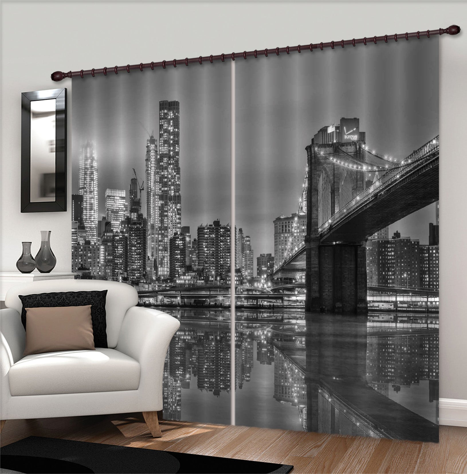 3D Grey Bridge 101 Marco Carmassi Curtain Curtains Drapes