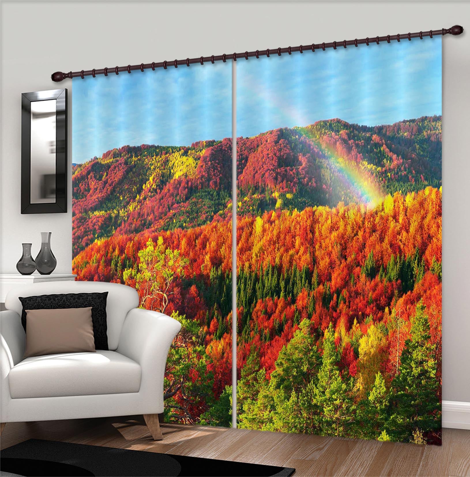 3D Red Steppe 831 Curtains Drapes