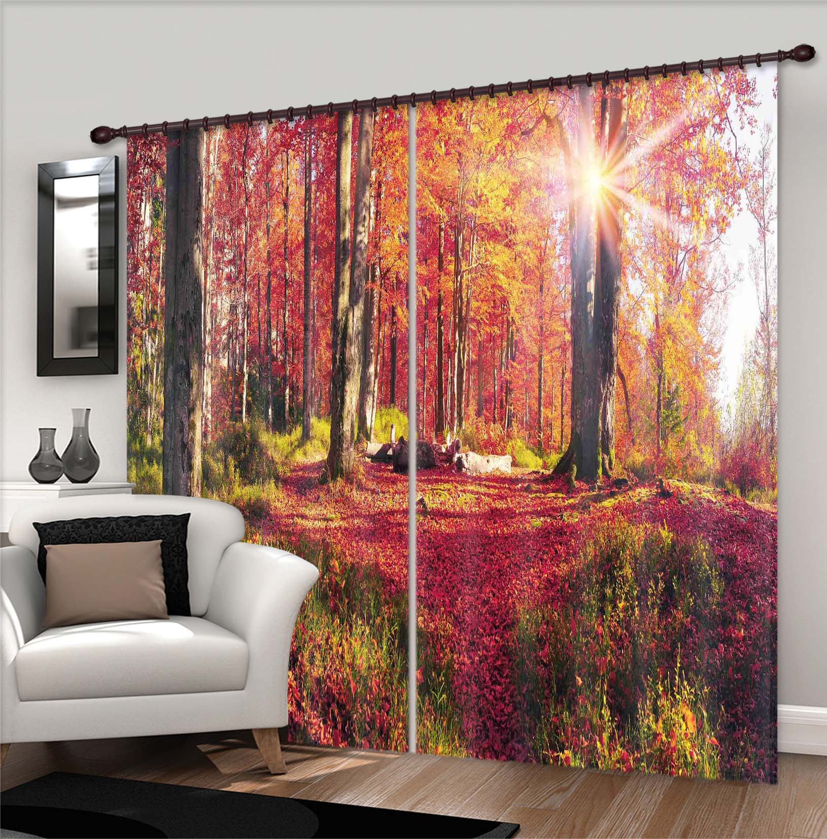 3D Red Steppe 832 Curtains Drapes