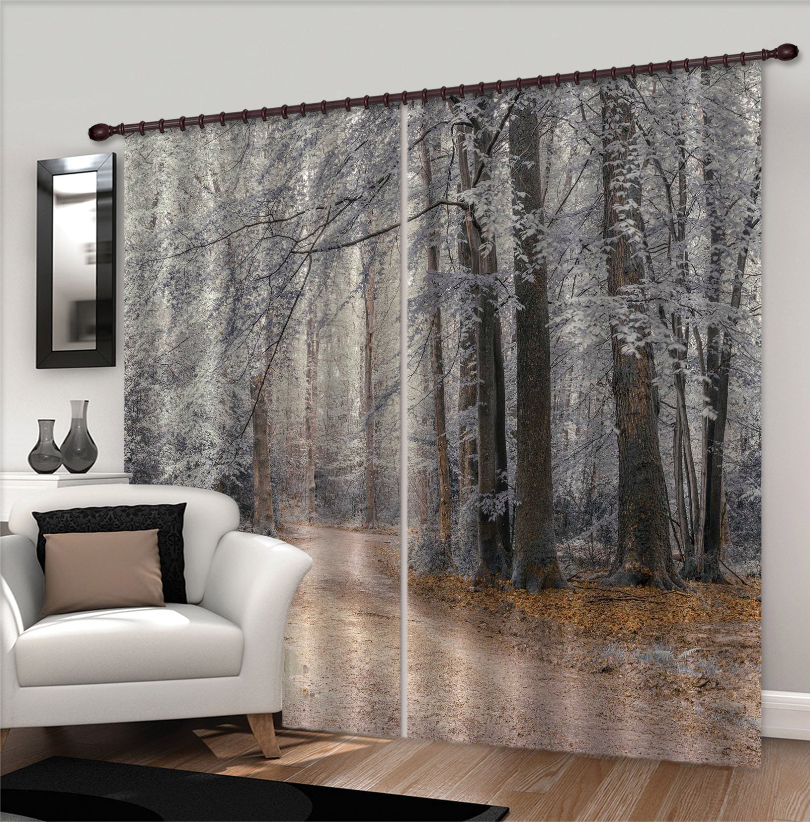 3D Forest Path 6393 Assaf Frank Curtain Curtains Drapes