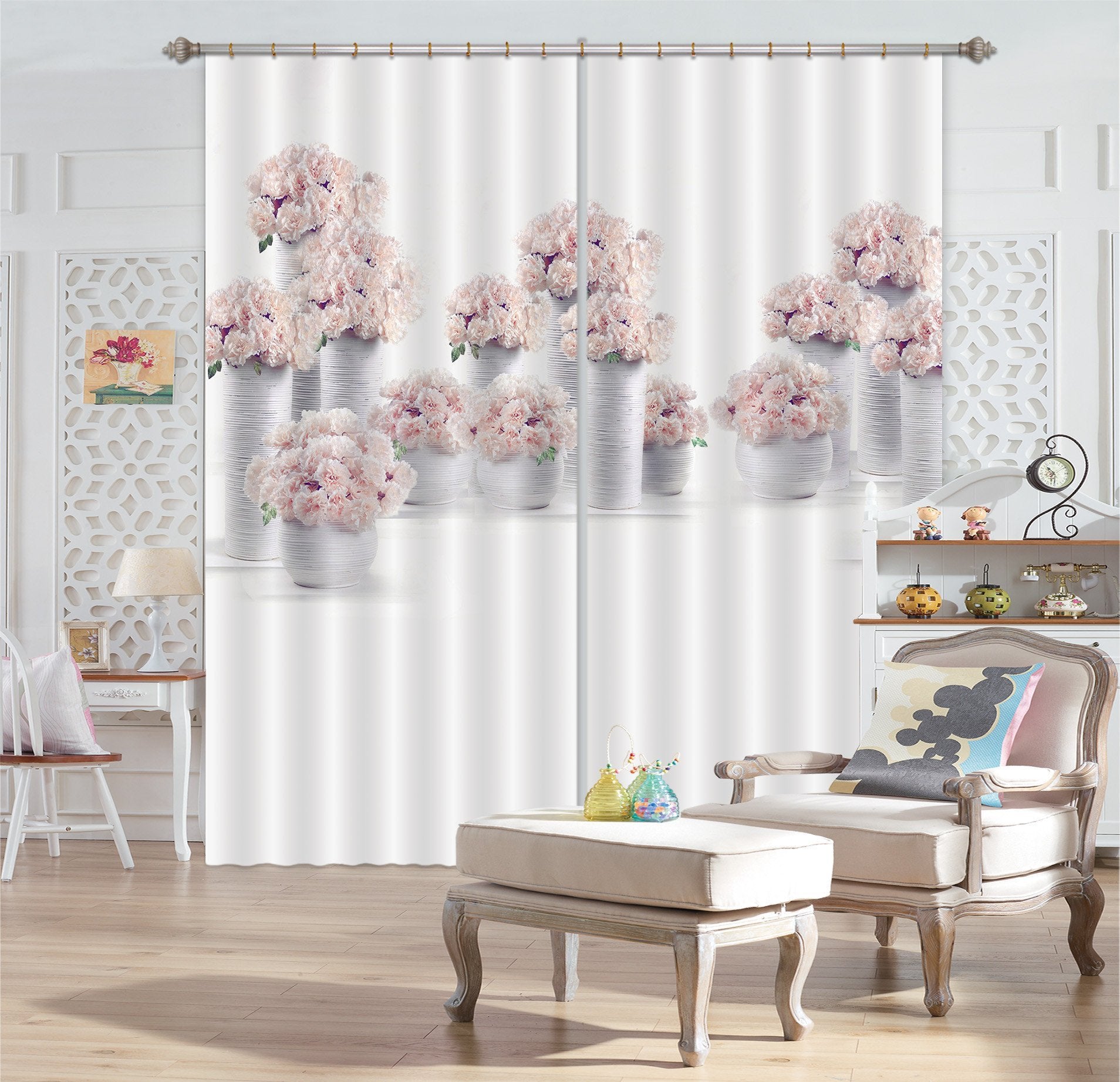 3D Flowers Vases 352 Curtains Drapes Wallpaper AJ Wallpaper 