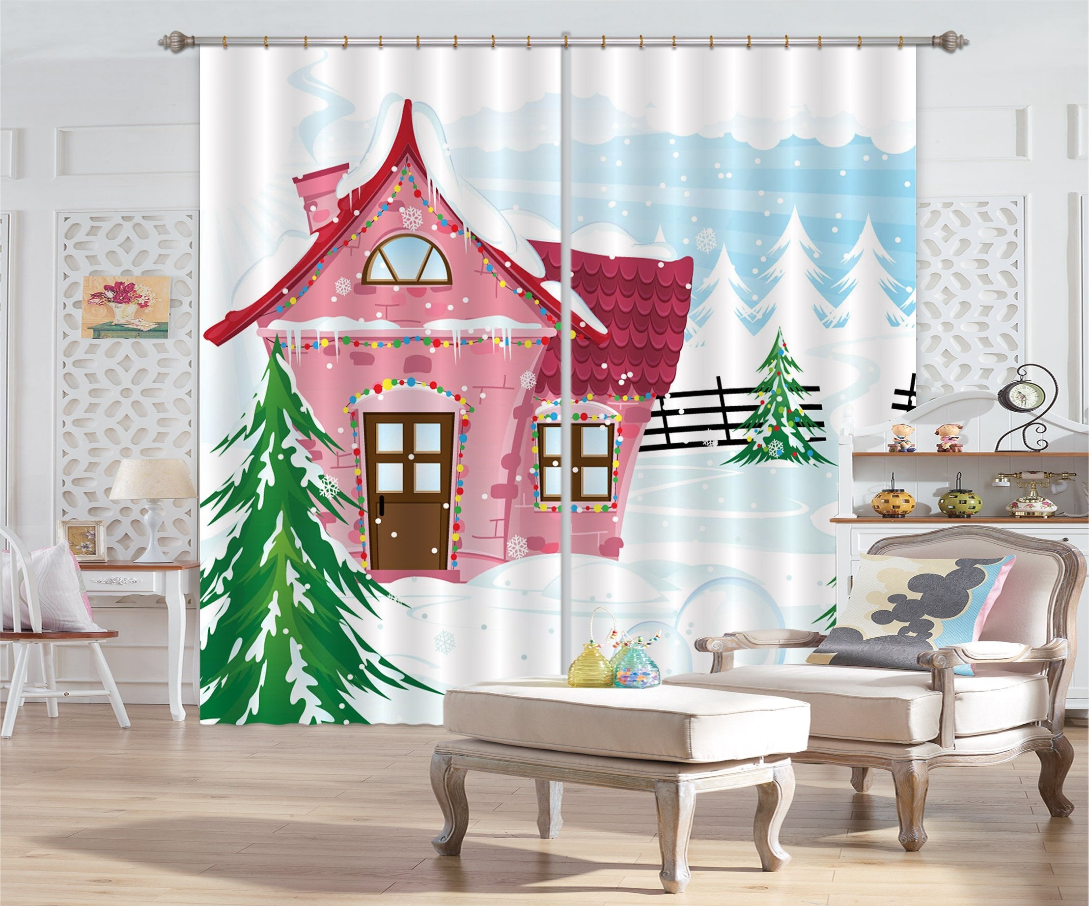 3D Snow Houses 467 Curtains Drapes Wallpaper AJ Wallpaper 
