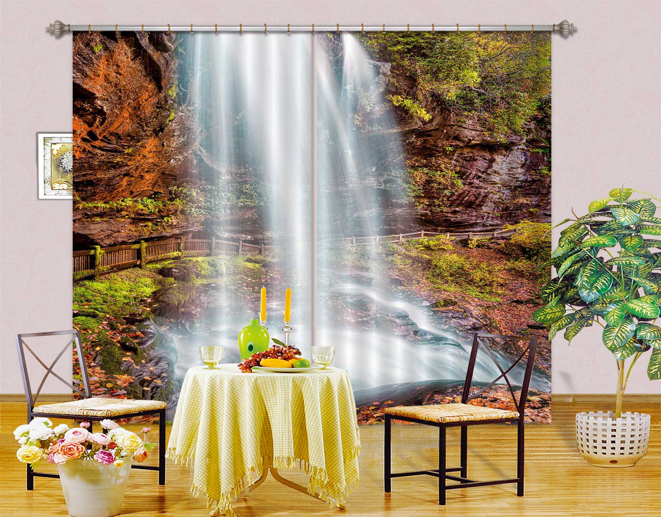3D Waterfall Rock 5356 Beth Sheridan Curtain Curtains Drapes