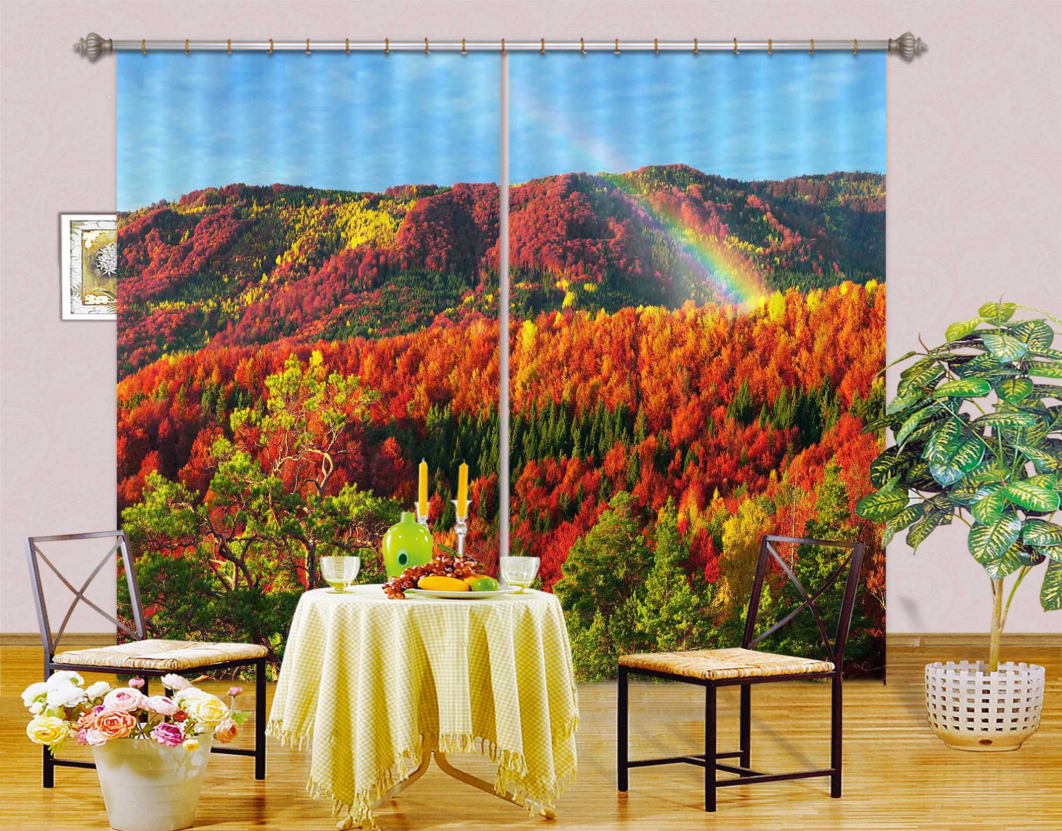 3D Red Steppe 831 Curtains Drapes