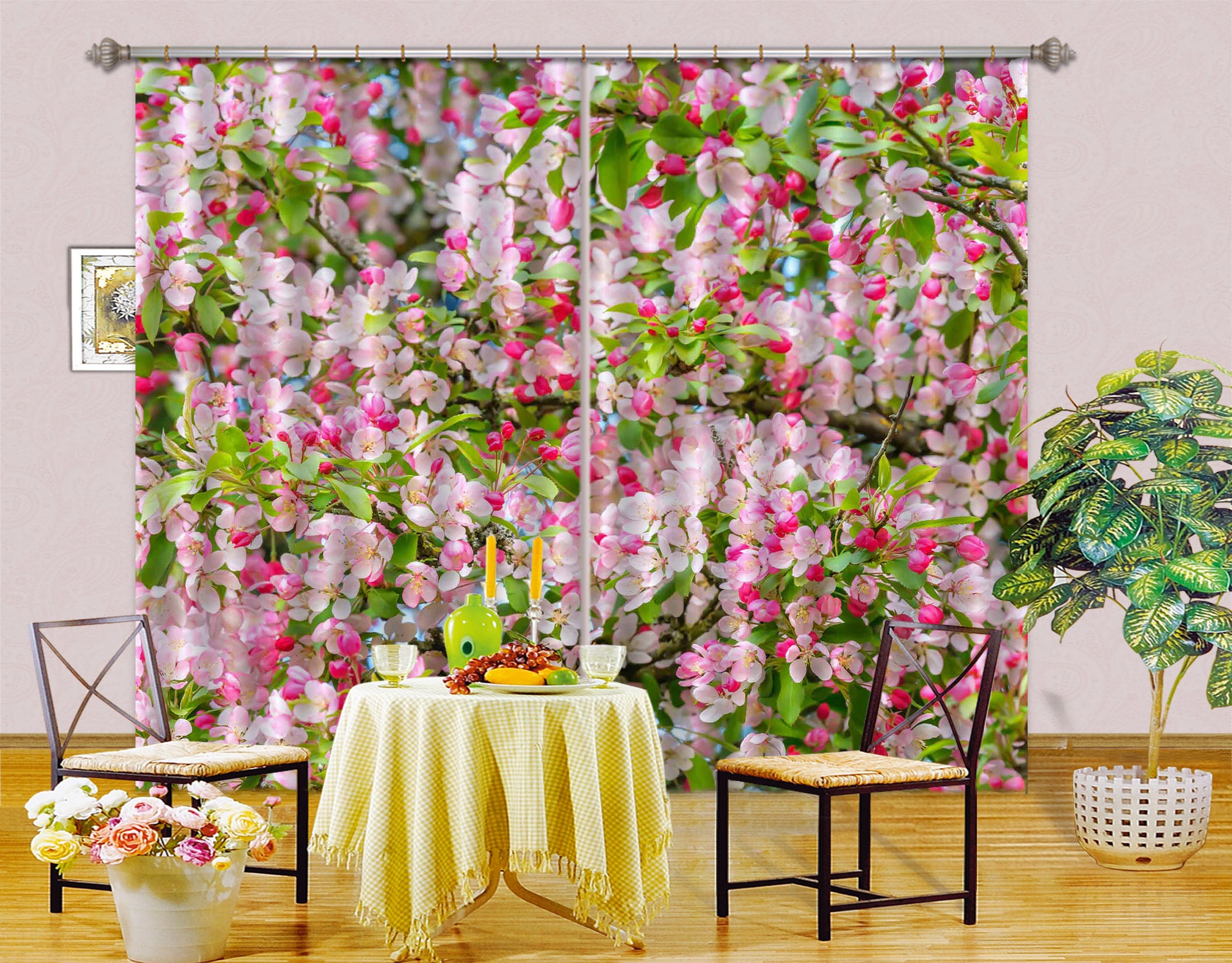 3D Pink Peach Blossom 6379 Assaf Frank Curtain Curtains Drapes