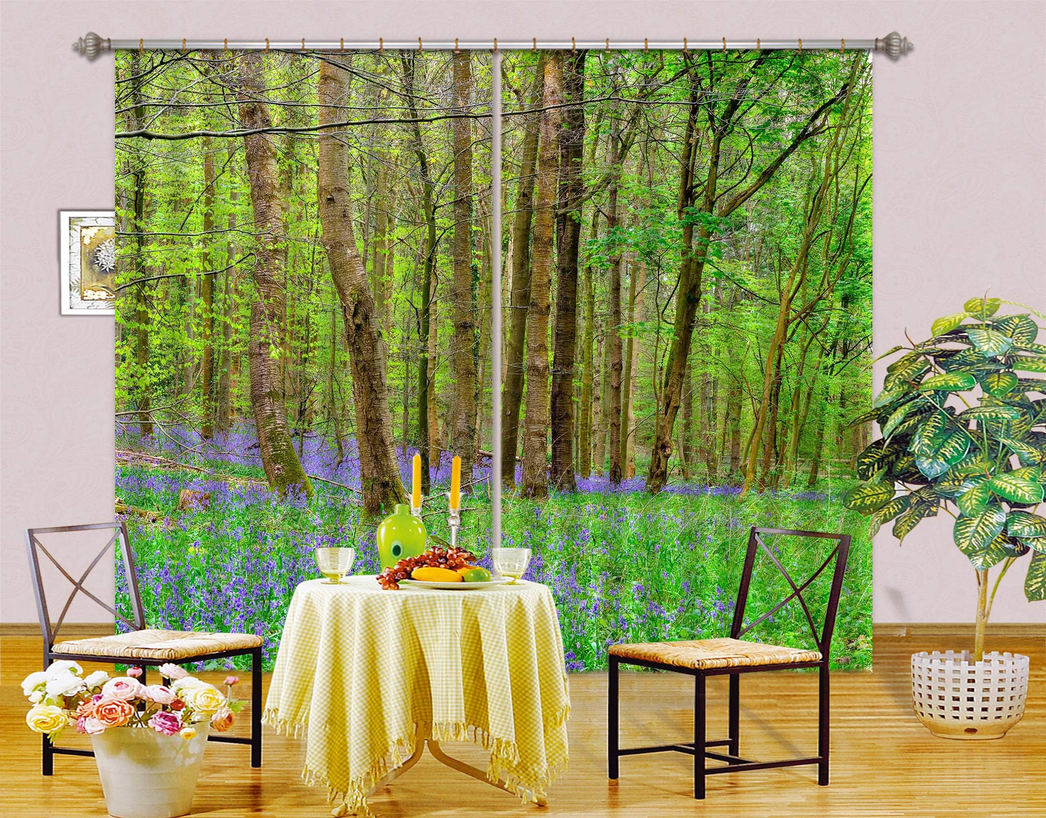 3D Forest Wildflowers 6607 Assaf Frank Curtain Curtains Drapes