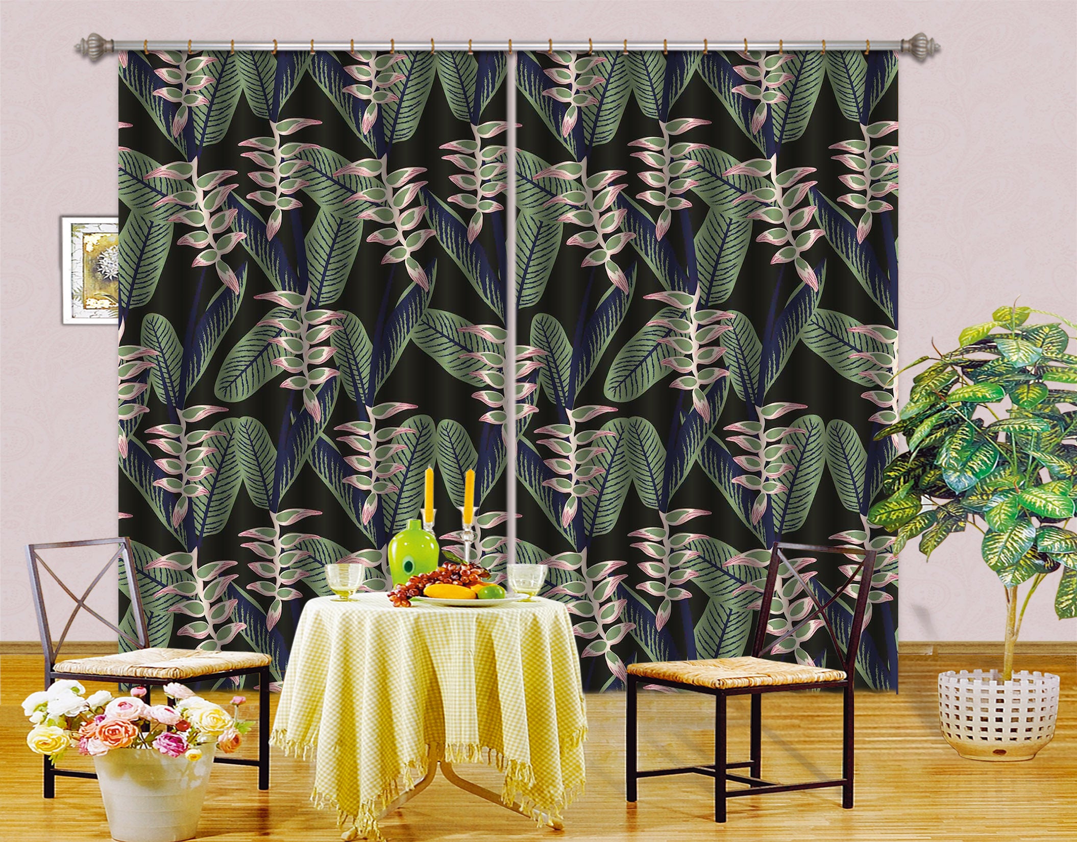 3D Leaves Pattern 11138 Kashmira Jayaprakash Curtain Curtains Drapes