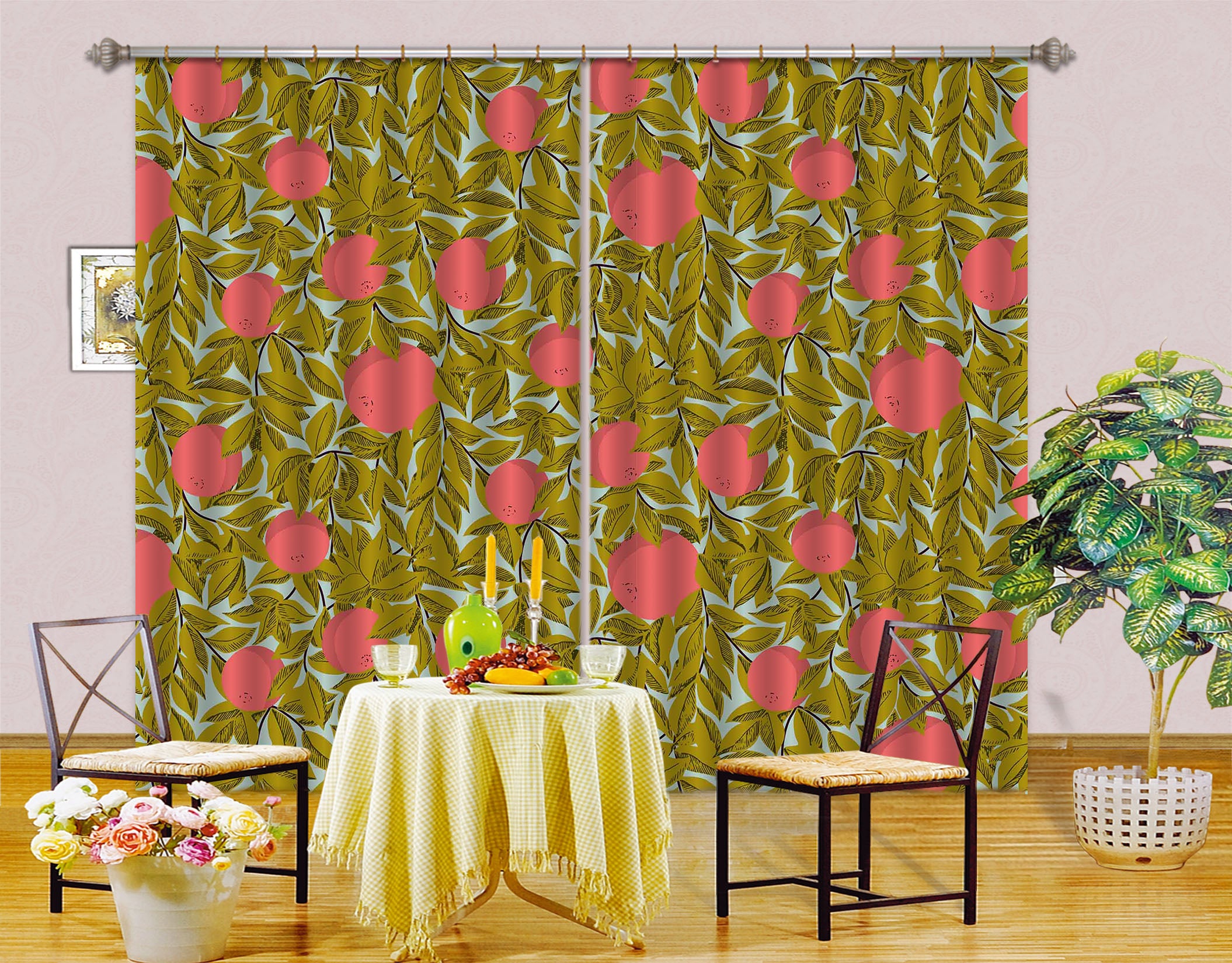 3D Flowers Leaves 11191 Kashmira Jayaprakash Curtain Curtains Drapes