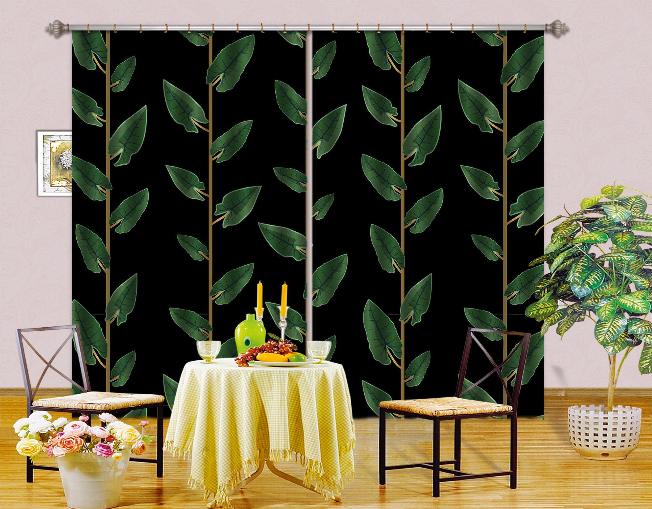 3D Leaves Vine 11163 Kashmira Jayaprakash Curtain Curtains Drapes