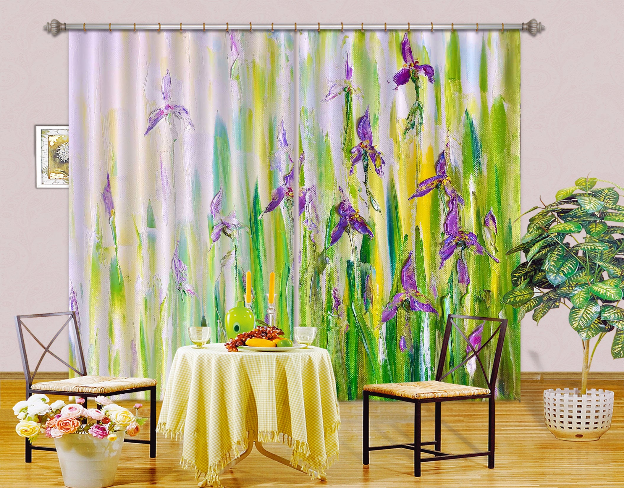 3D Purple Flower 348 Skromova Marina Curtain Curtains Drapes
