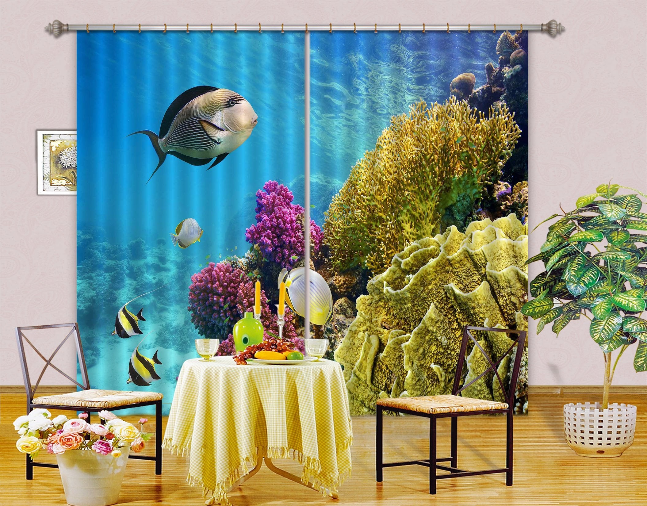 3D Ocean Fishes Corals 138 Curtains Drapes Wallpaper AJ Wallpaper 