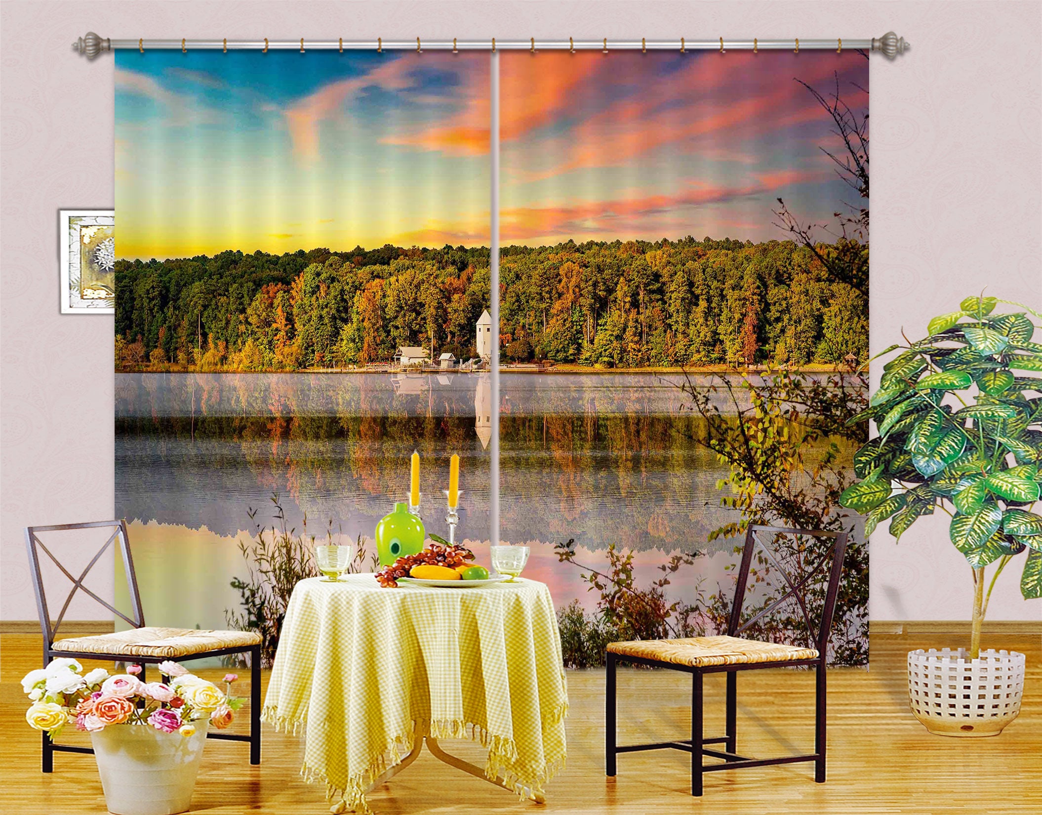 3D Forest River 5338 Beth Sheridan Curtain Curtains Drapes