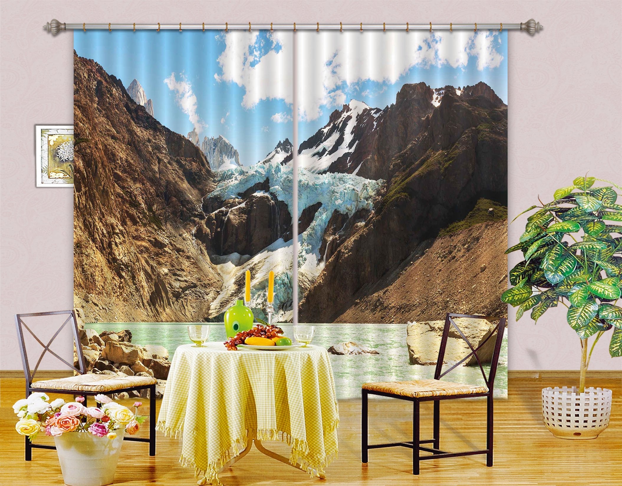 3D Snow Mountains Lake 06 Curtains Drapes Wallpaper AJ Wallpaper 