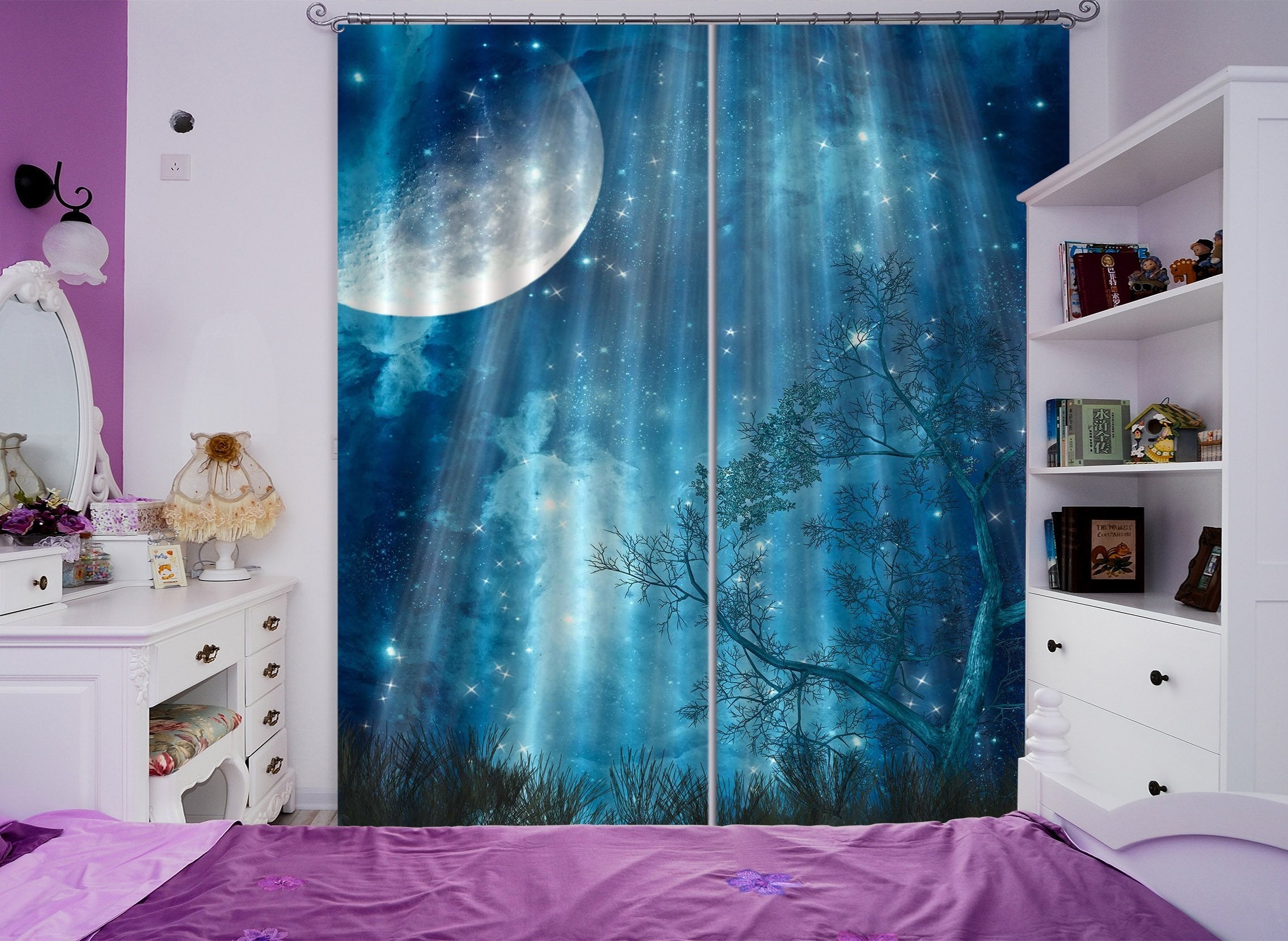 3D Shiny Stars Sky 2484 Curtains Drapes Wallpaper AJ Wallpaper 