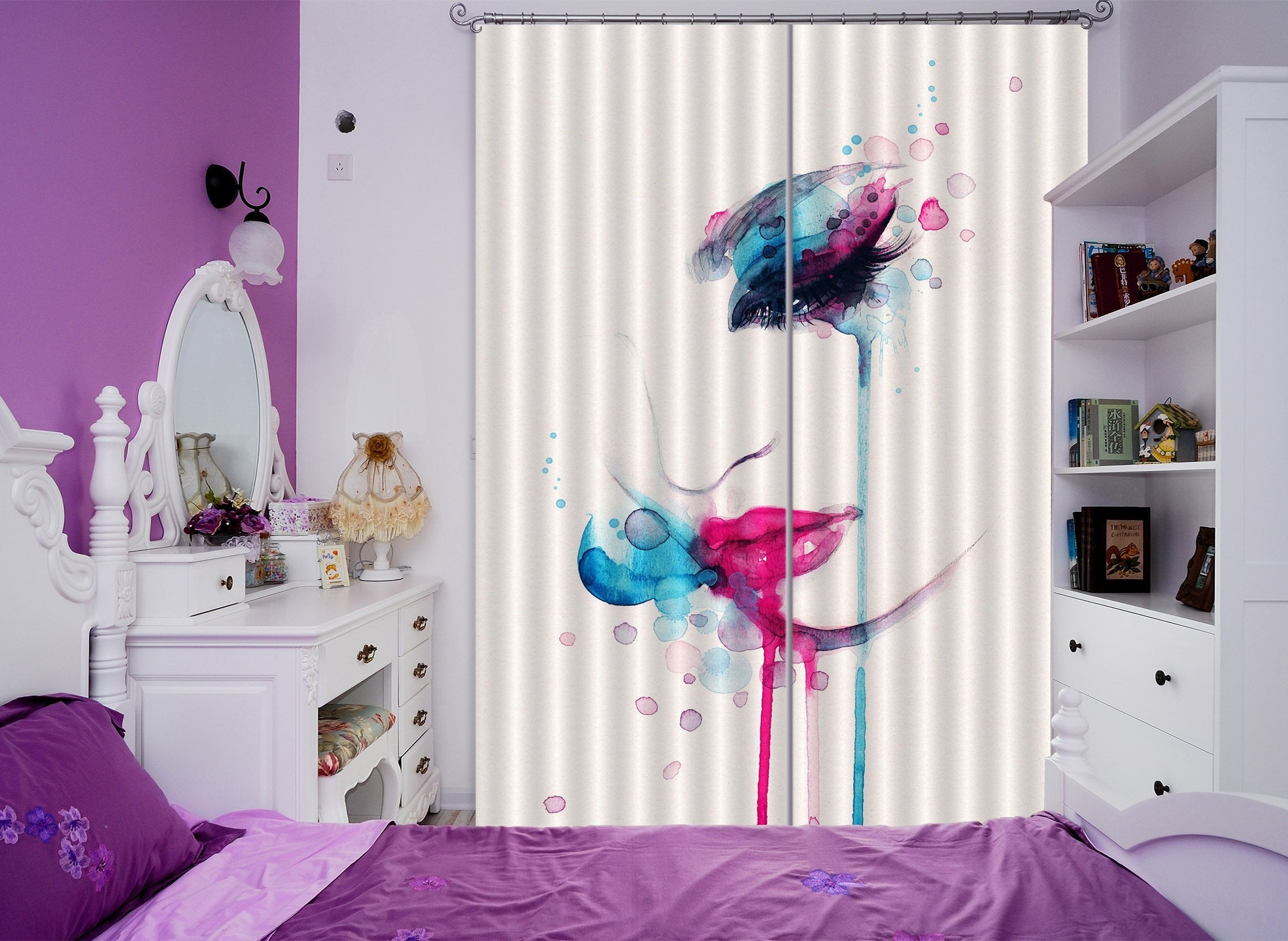 3D Colorful Graffiti Woman 595 Curtains Drapes Wallpaper AJ Wallpaper 
