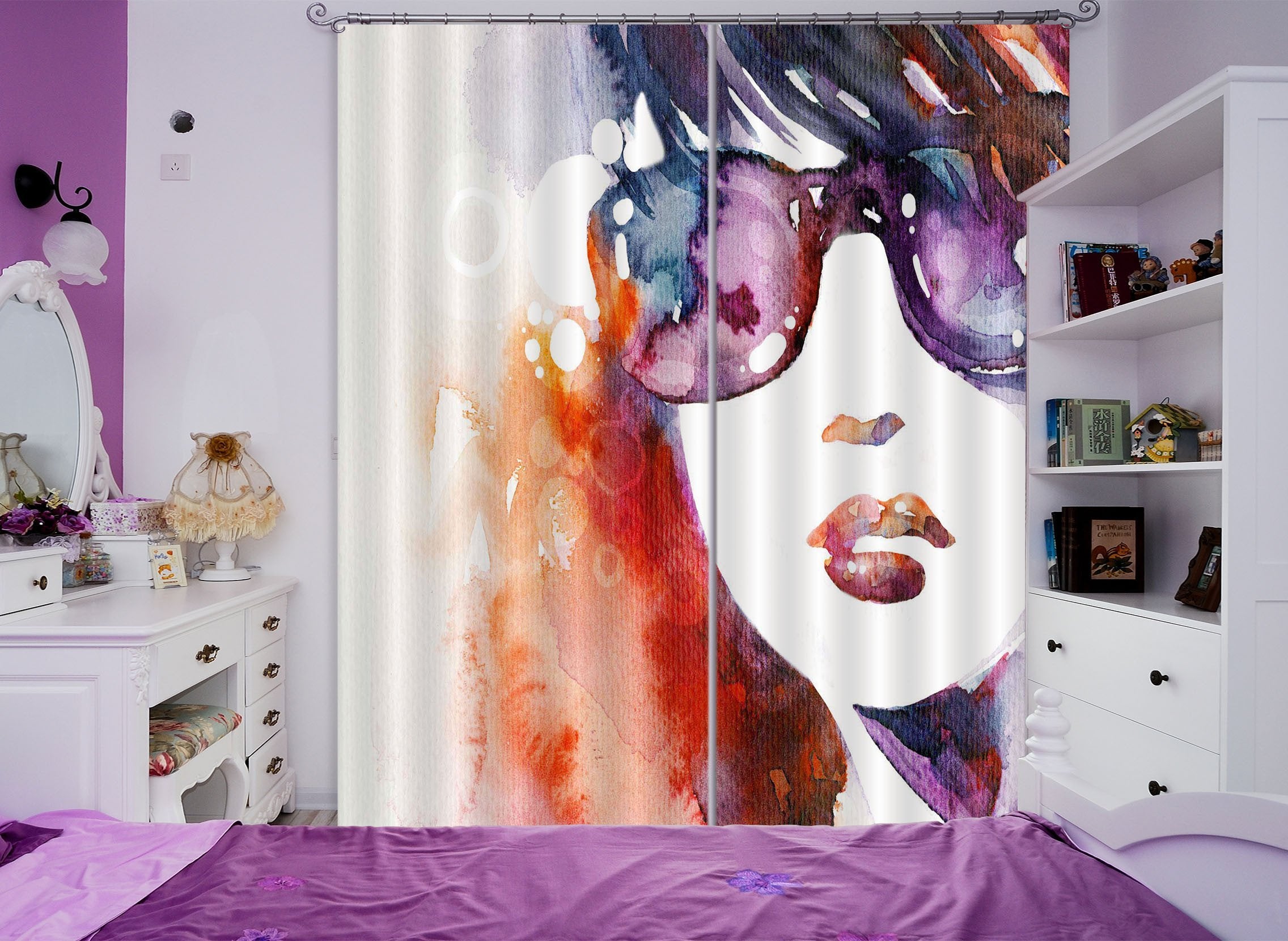 3D Graffiti Fashion Woman 762 Curtains Drapes Wallpaper AJ Wallpaper 