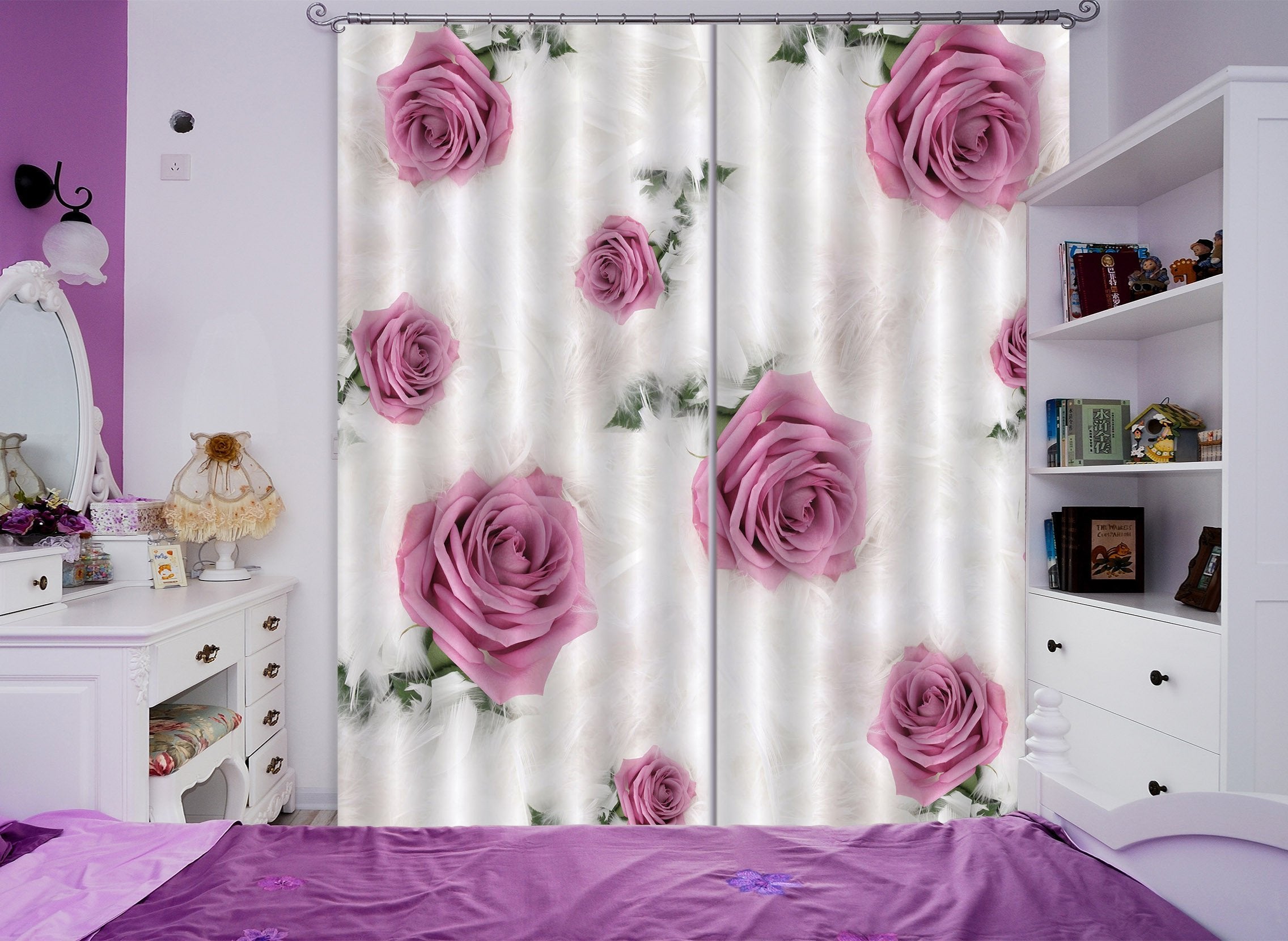 3D Flowers And Feathers 717 Curtains Drapes Wallpaper AJ Wallpaper 