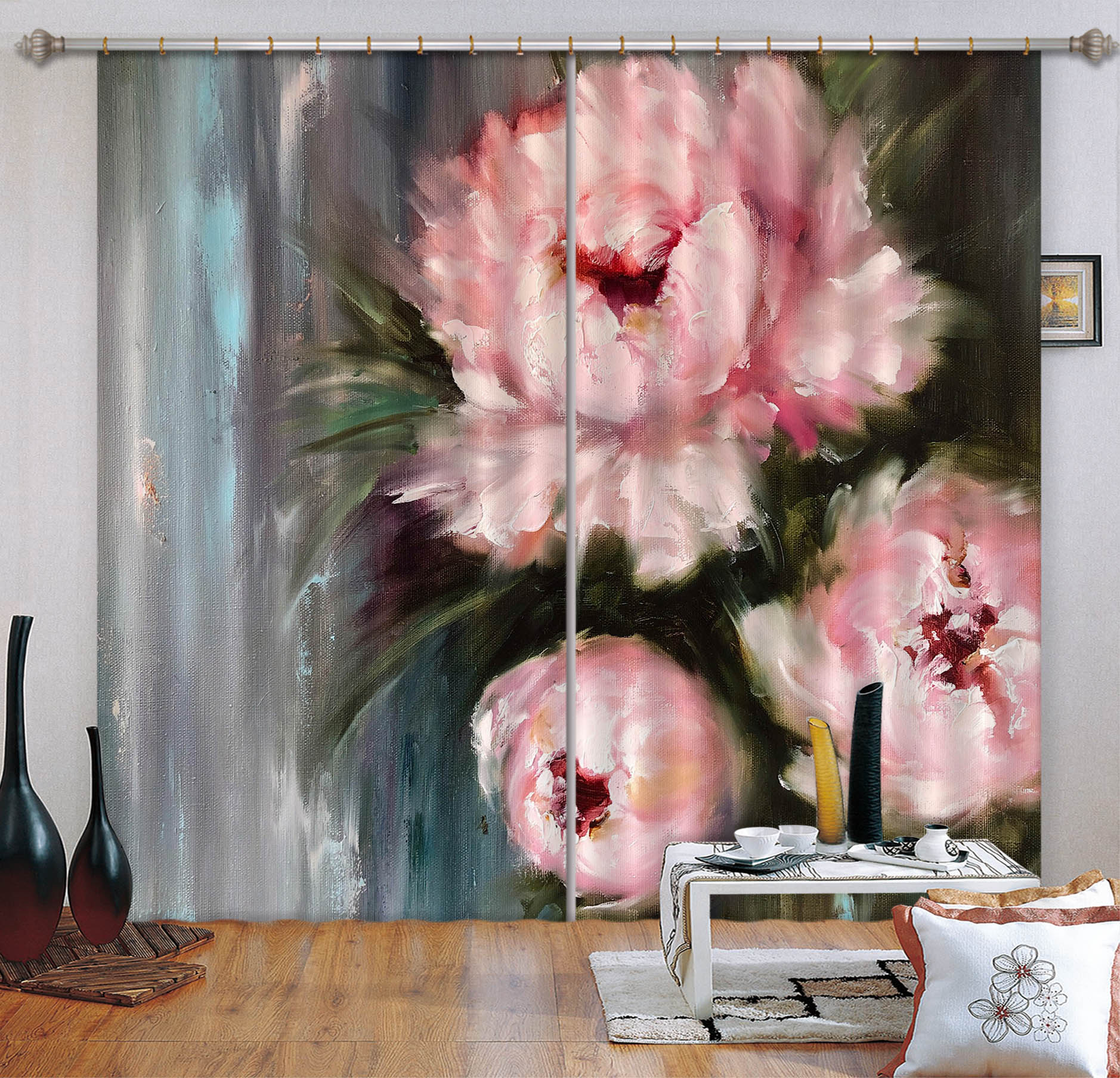 3D Pink Flower 2397 Skromova Marina Curtain Curtains Drapes