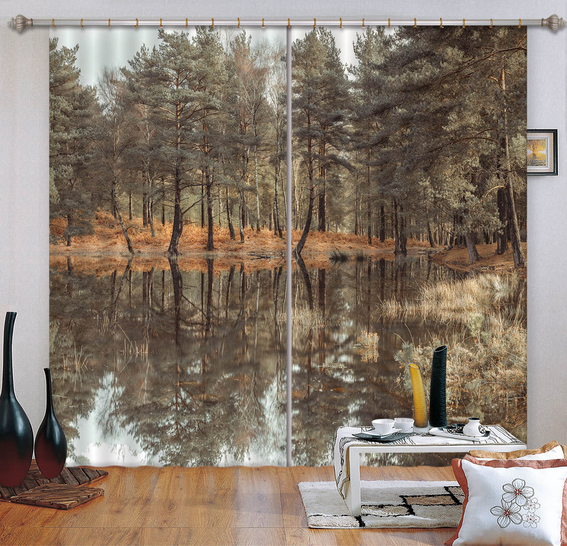 3D Clean River Water 6372 Assaf Frank Curtain Curtains Drapes