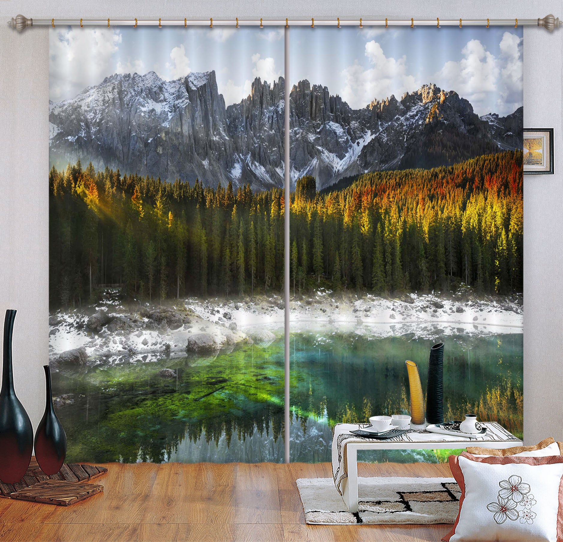 3D Snow Mountain 057 Marco Carmassi Curtain Curtains Drapes