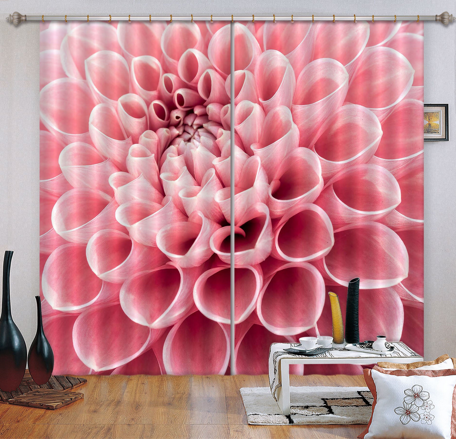 3D Pink Petals 6329 Assaf Frank Curtain Curtains Drapes