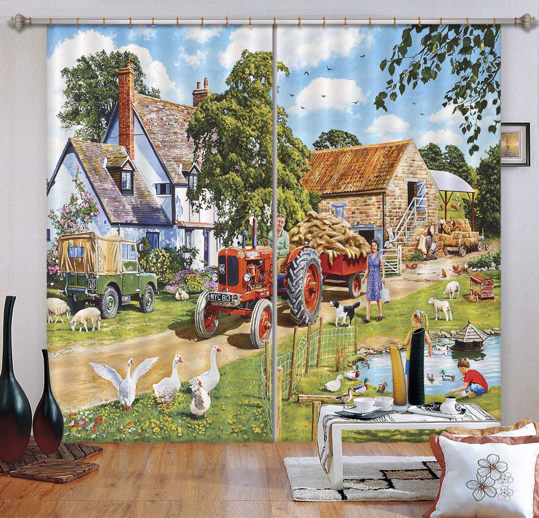 3D A Family Farm 037 Trevor Mitchell Curtain Curtains Drapes Wallpaper AJ Wallpaper 