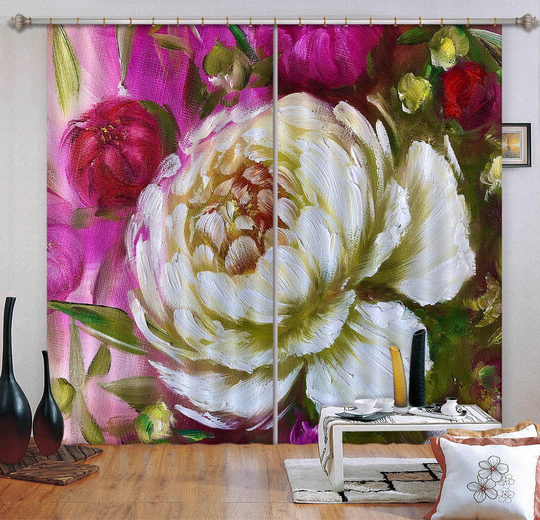 3D Hand Painted Flowers 2424 Skromova Marina Curtain Curtains Drapes