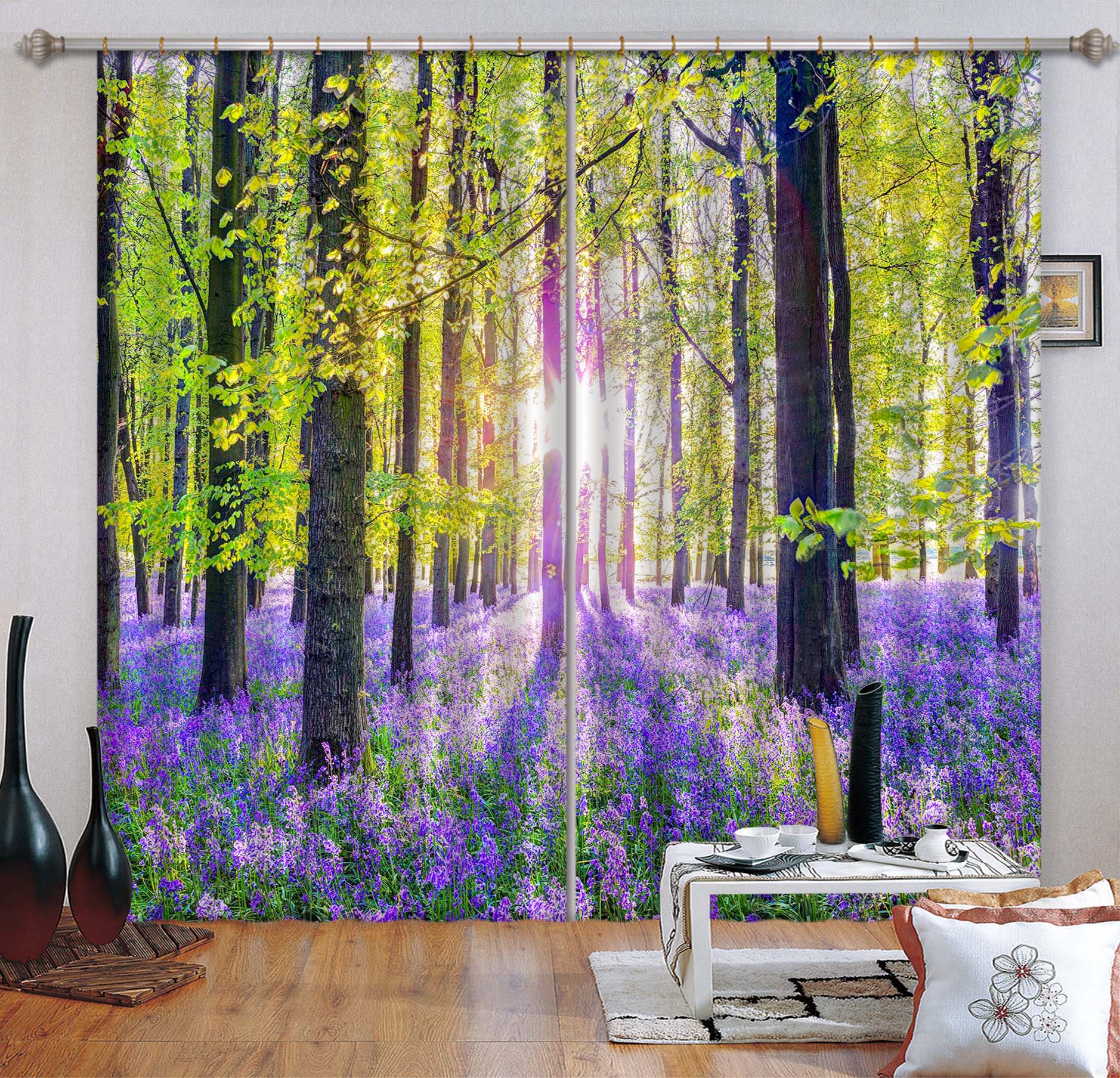 3D Purple Ocean 017 Assaf Frank Curtain Curtains Drapes