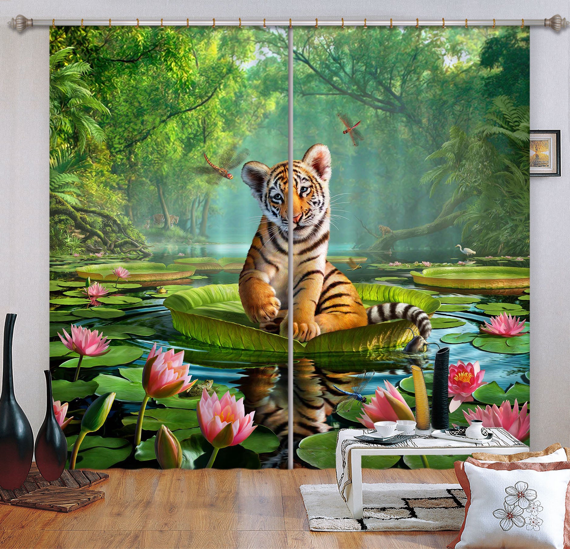 3D Tiger Lily 048 Jerry LoFaro Curtain Curtains Drapes