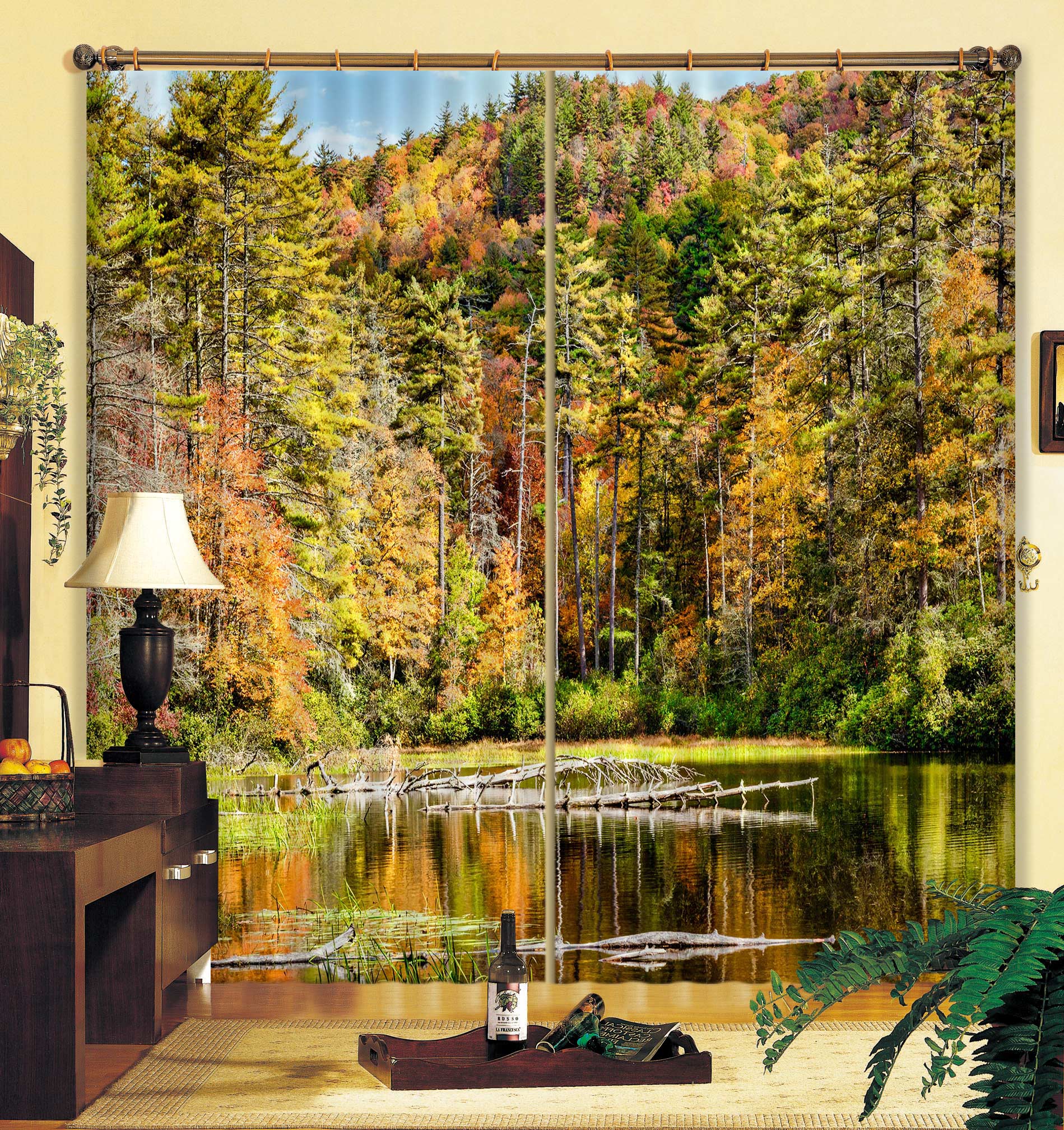 3D Forest River 5353 Beth Sheridan Curtain Curtains Drapes